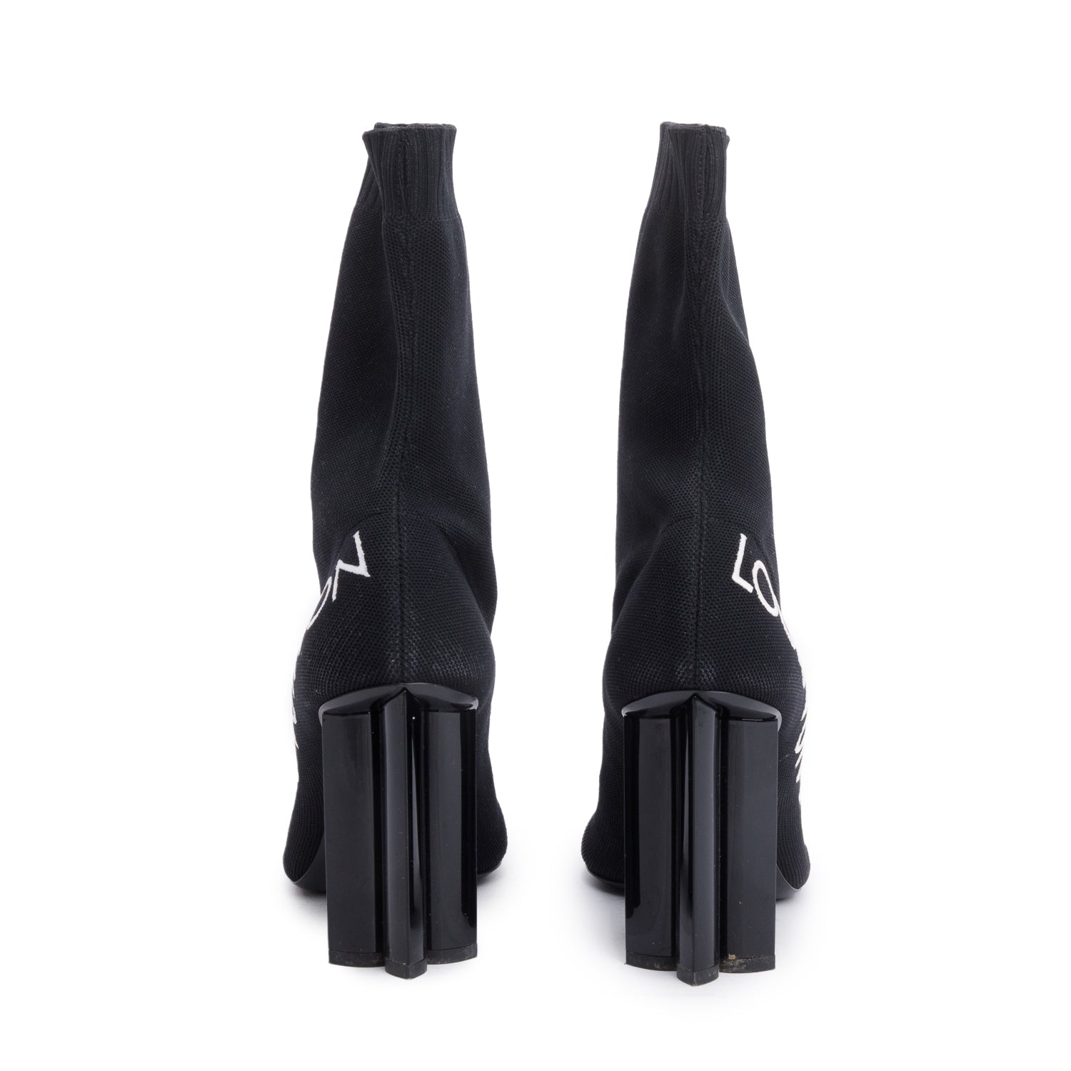 Louis Vuitton Black Knit Embroidered Logo Ankle Boots, Size 40