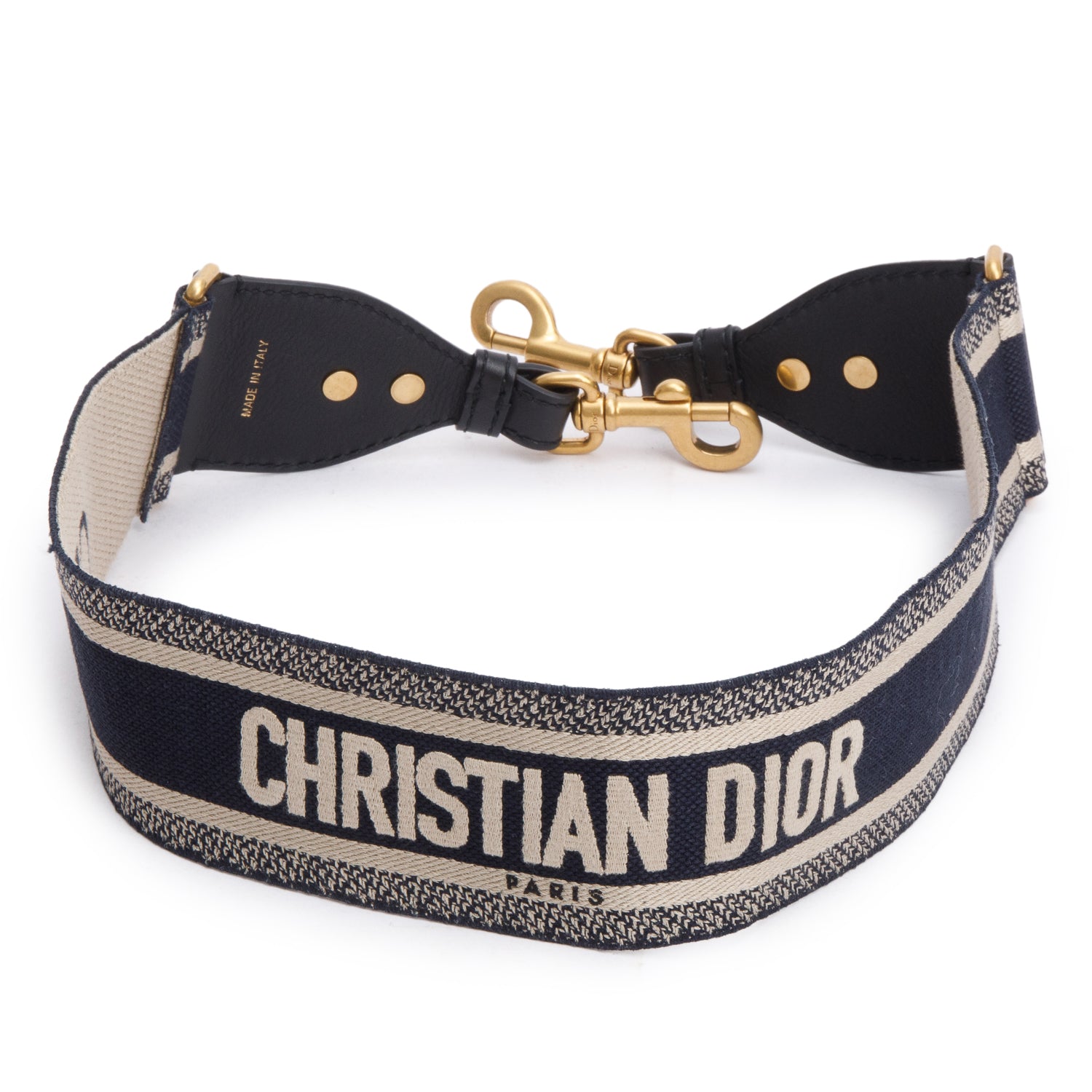 Christian Dior Navy/Beige Embroidered Woven Shoulder Strap