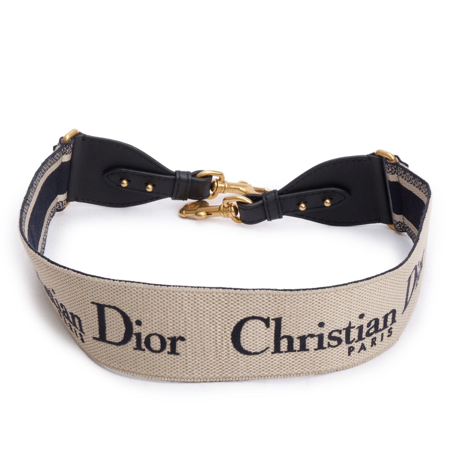 Christian Dior Navy/Beige Embroidered Woven Shoulder Strap