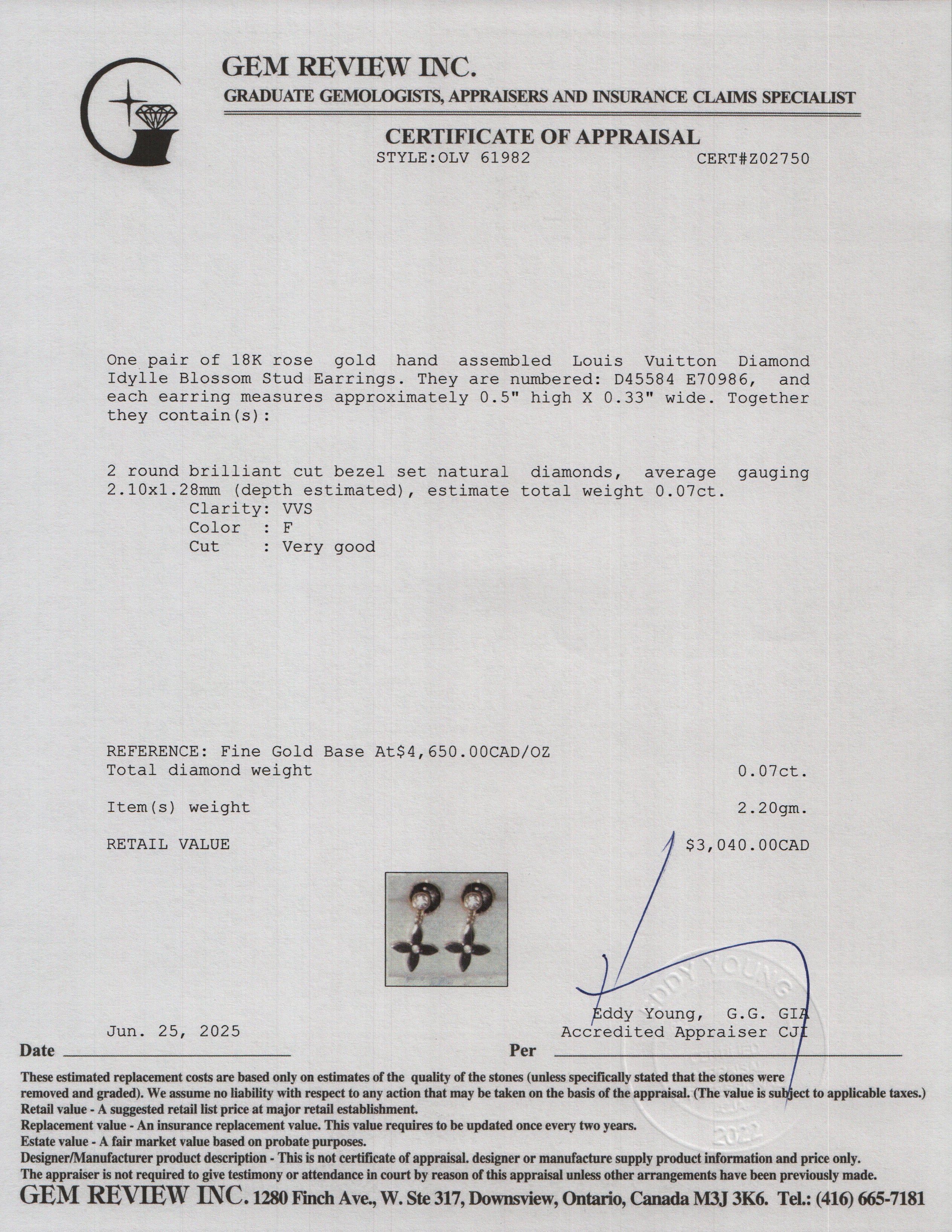 Louis Vuitton 18k Rose Gold & Diamond Idylle Blossom Stud Earrings w/ Box