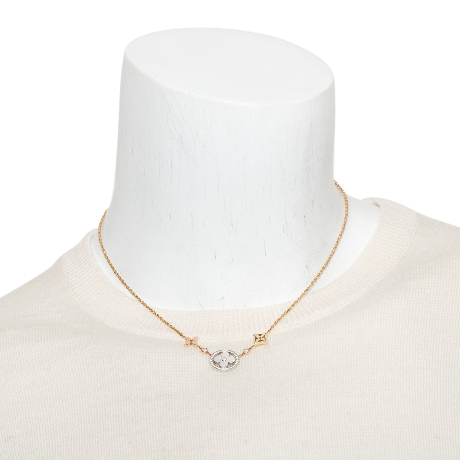 Louis Vuitton 18k Rose, Yellow & White Gold Diamond Idylle Blossom XL 3 Golds Necklace w/ Box