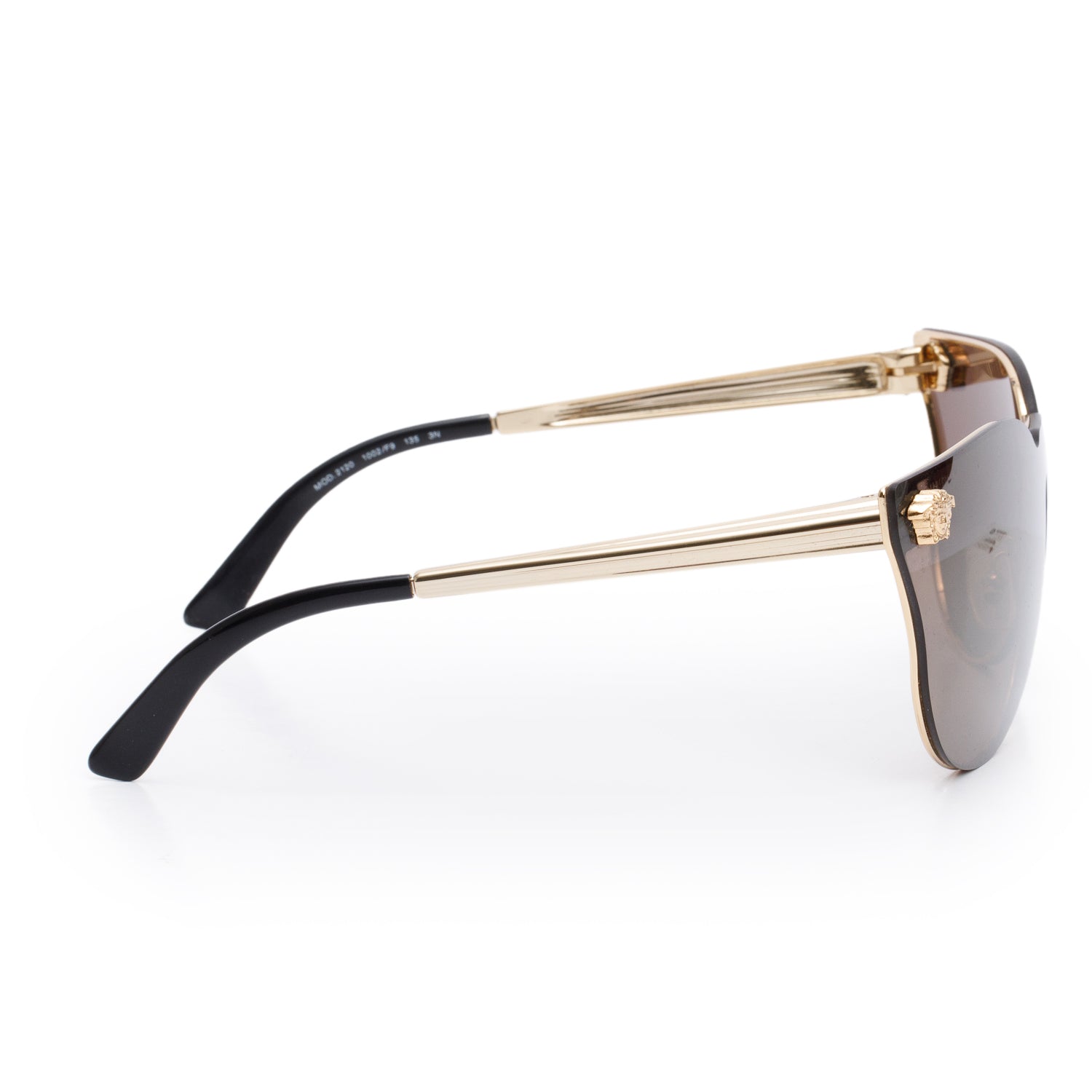 Versace 2120 Gold-Tone Metal Black Acetate Medusa Icon Cat-Eye Sunglasses w/ Case
