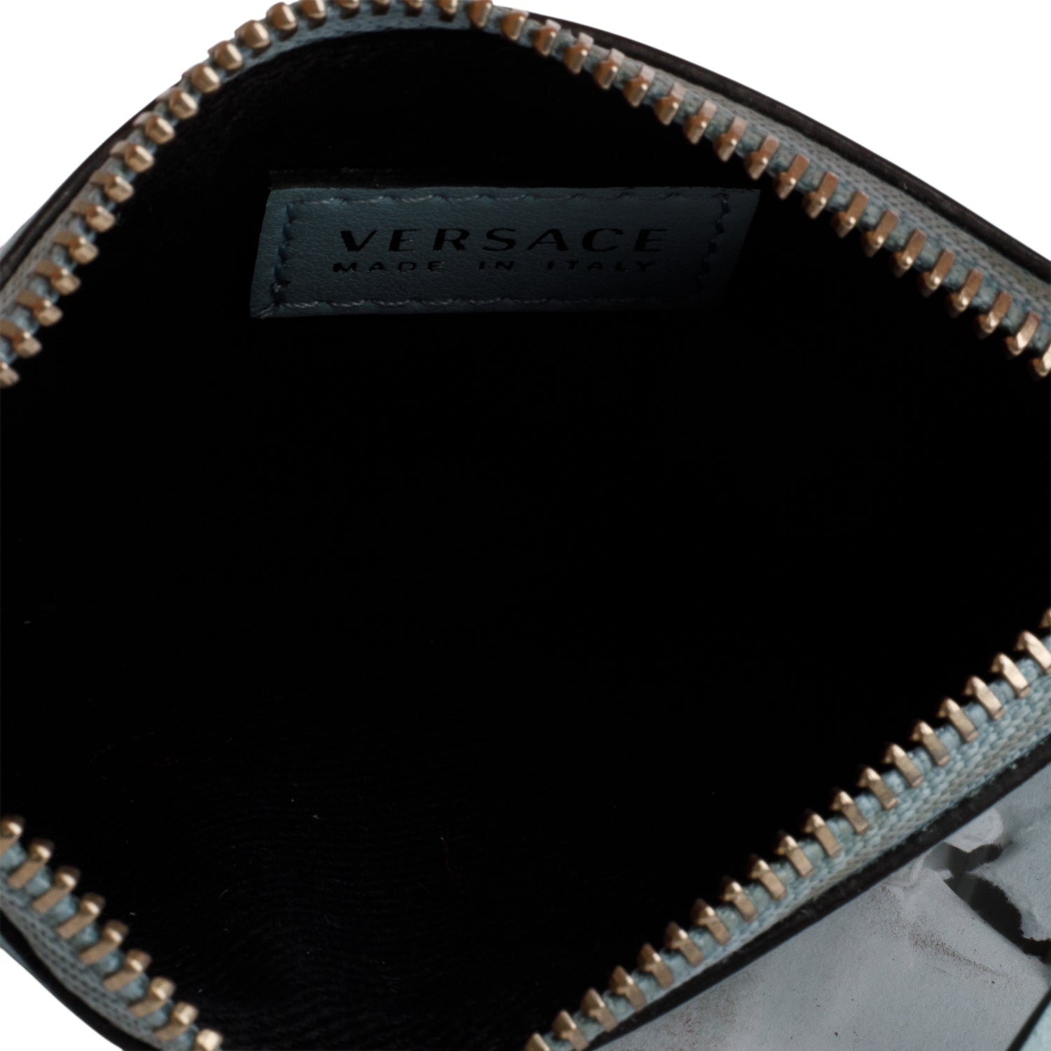 Versace Blue Leather Medusa Key Pouch