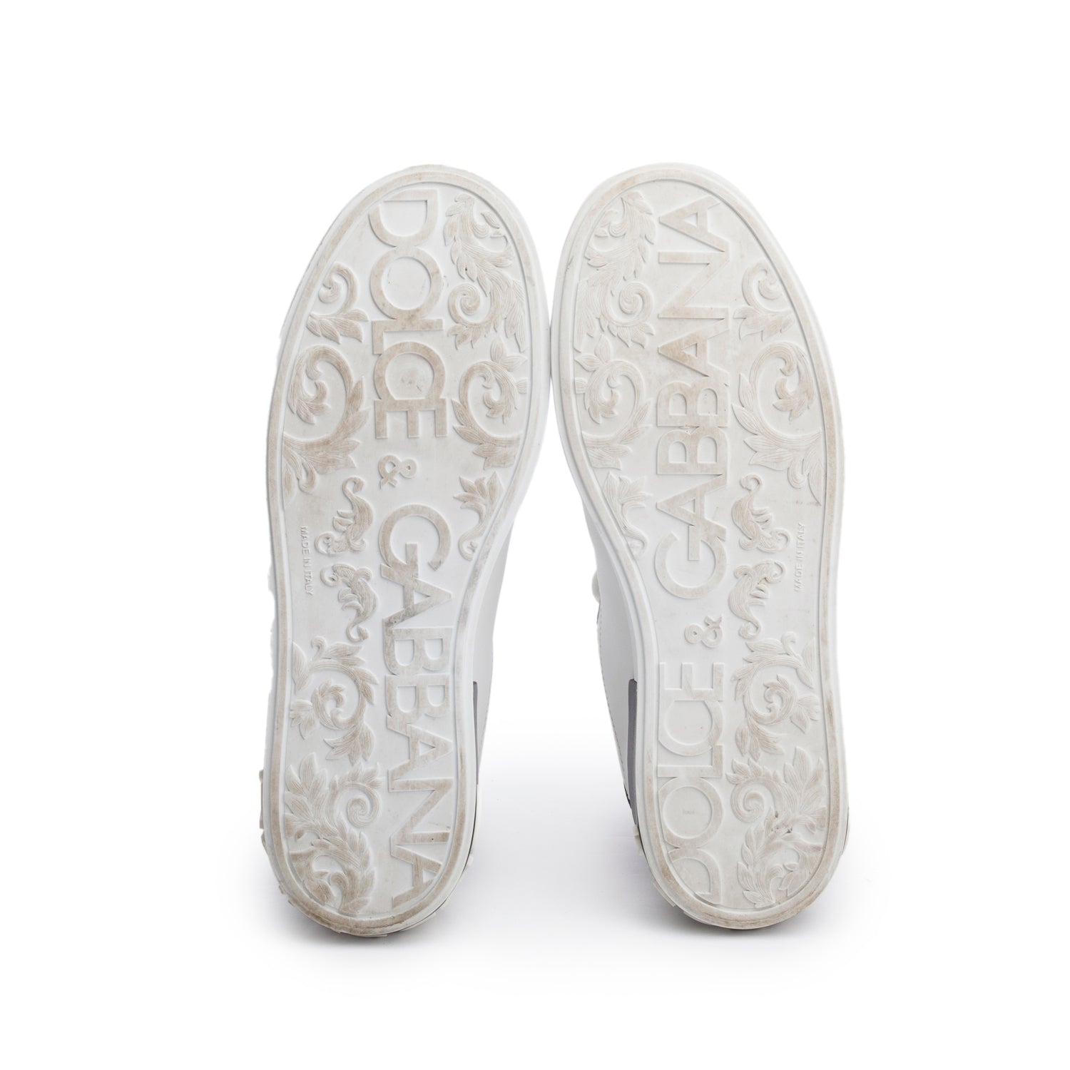 Dolce & Gabbana Black/White Printed Leather Signature Logo Portofino Sneaker, Size 40