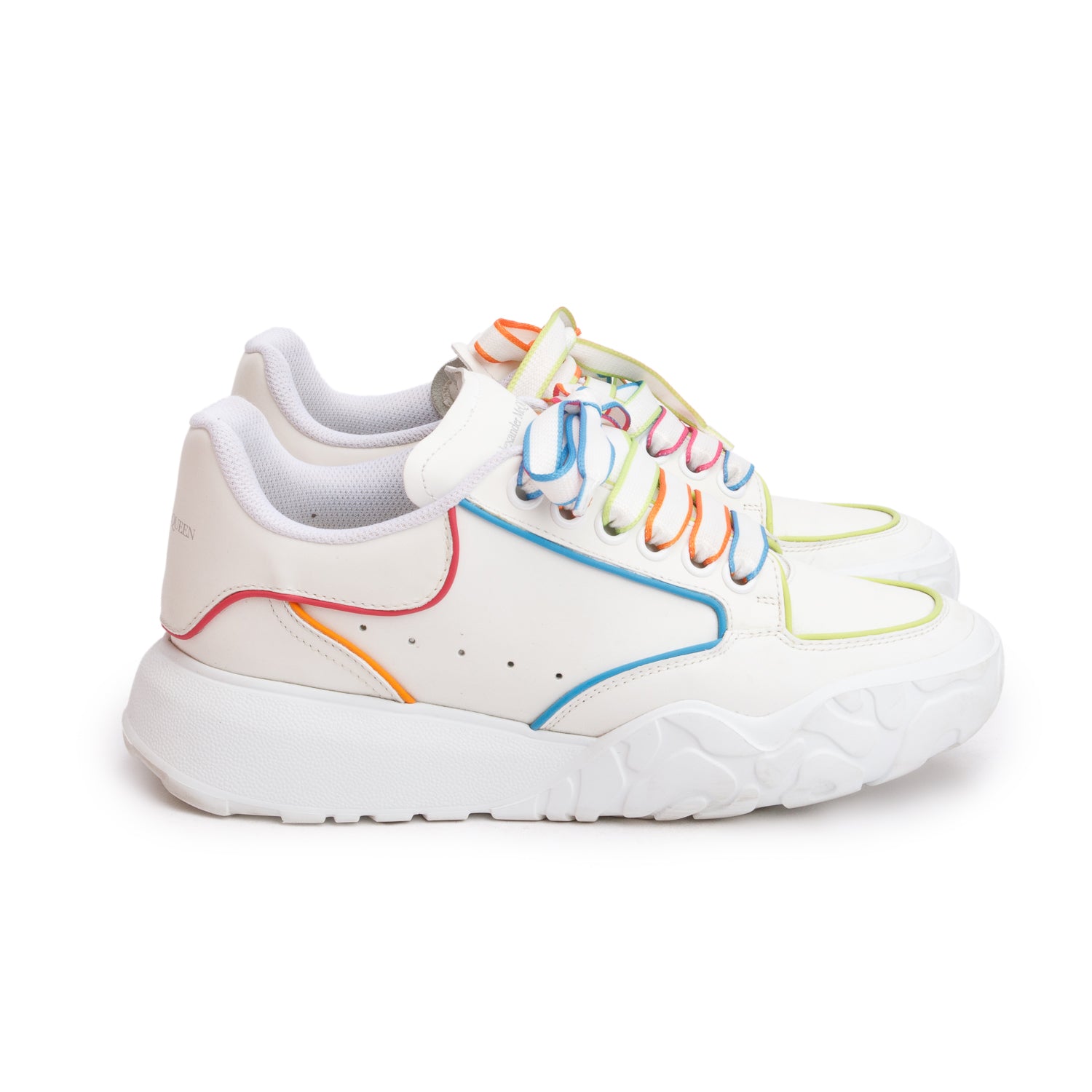 Alexander McQueen White Leather Oversized Court Sneakers, Size 37 w/ Box