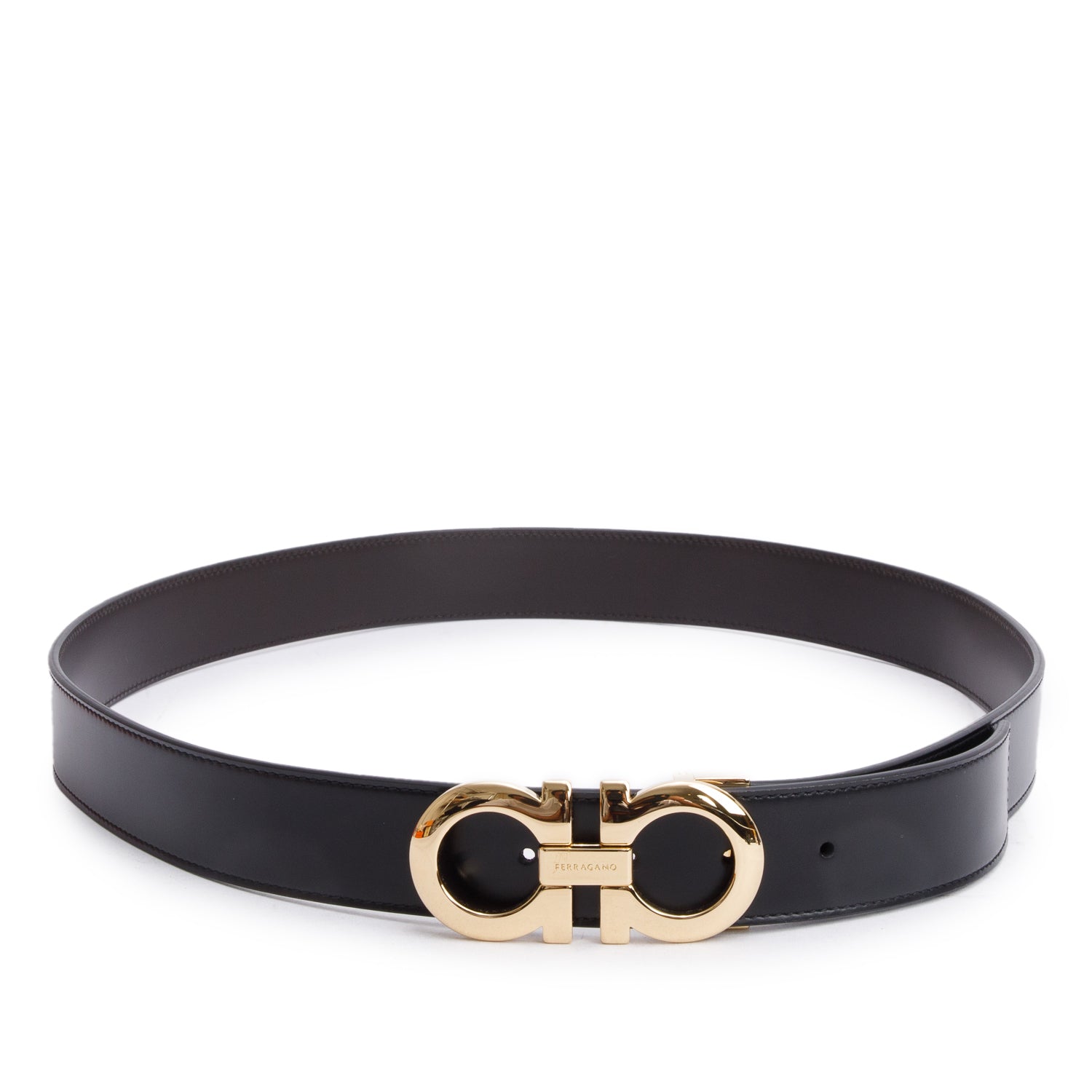 Ferragamo 2024 Black Leather Reversible and Adjustable Gancini Belt w/ Box & Receipt