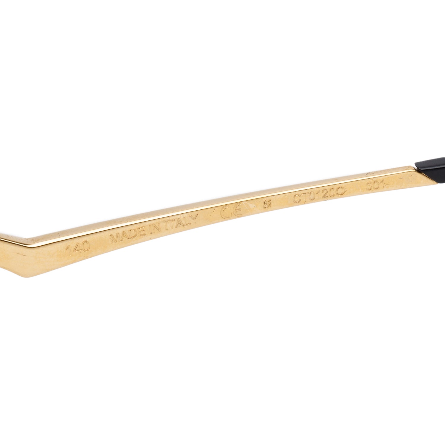 Cartier CT0120O Gold-Tone Rimless Diamond Cut Sunglasses w/ Case