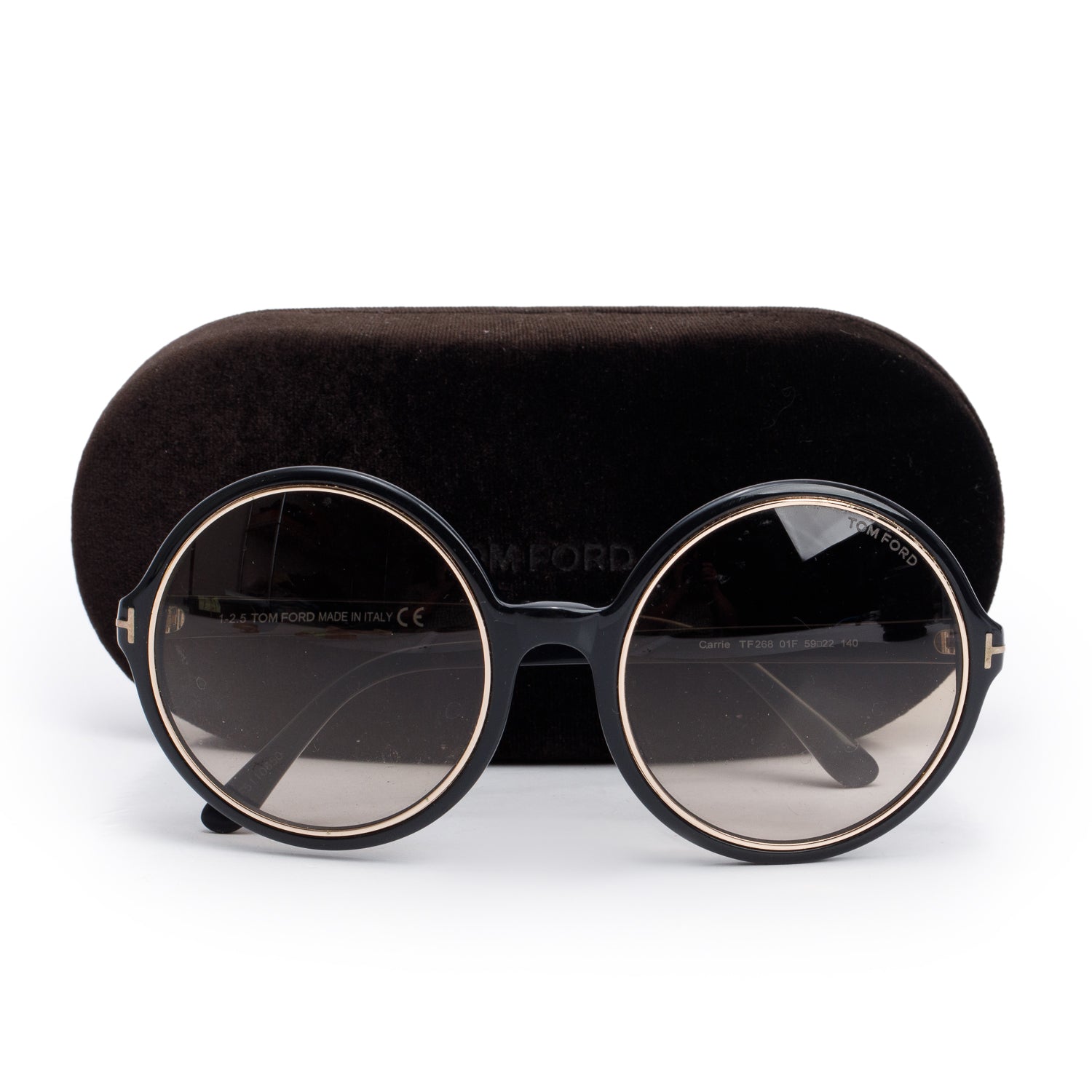 Tom Ford TF268 Carrie Round Oversized Sunglasses w/ Case
