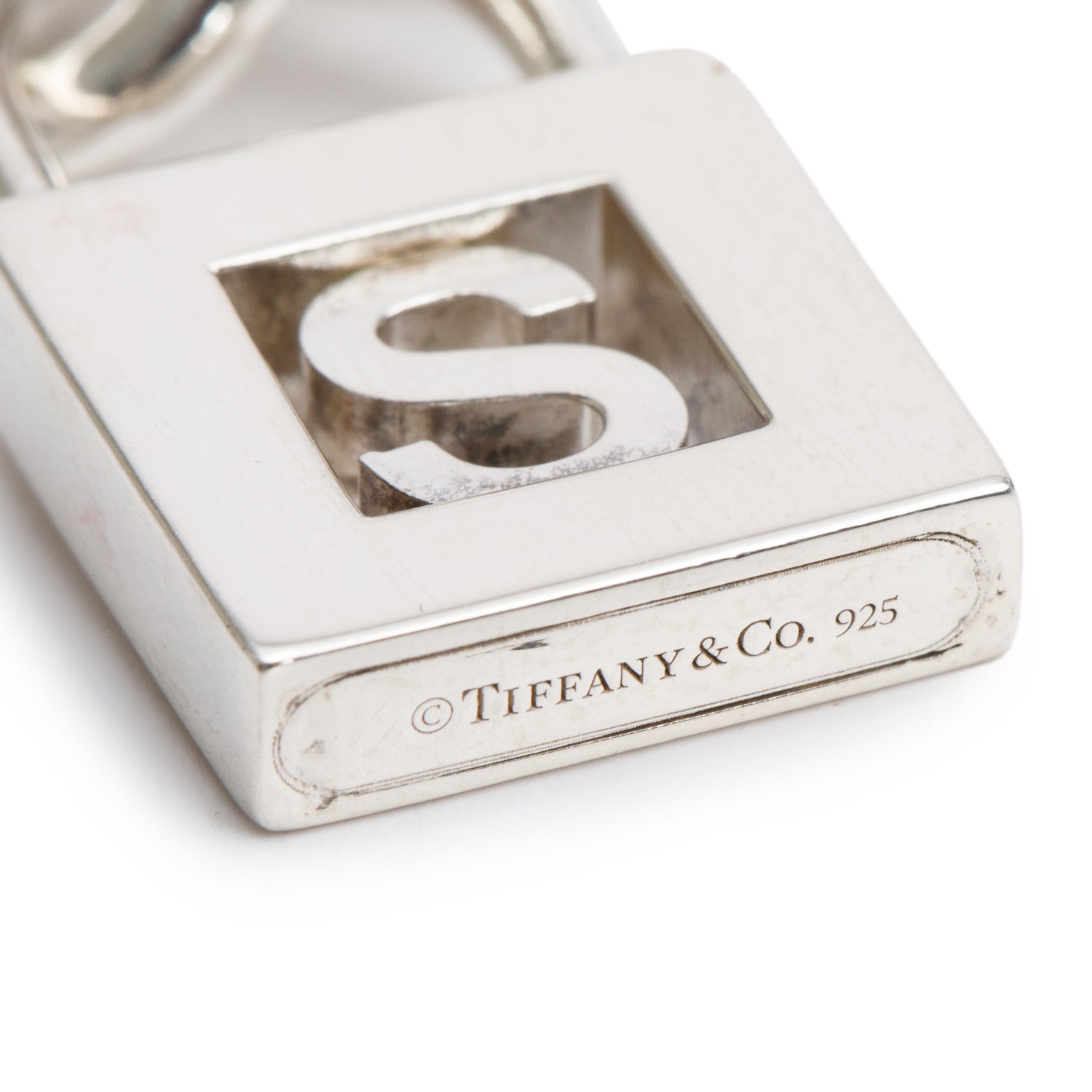 Tiffany & Co. Sterling Silver Letter 'S' Lock Charm Bracelet
