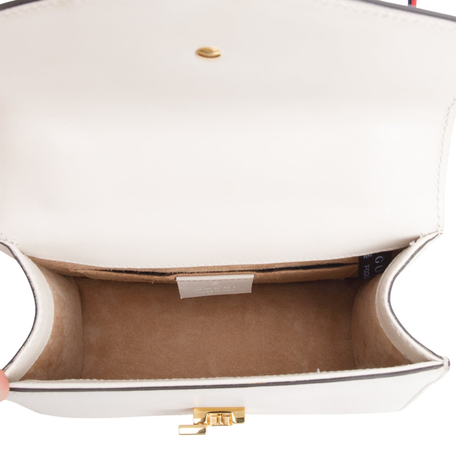 Gucci White Calfskin Leather Web Mini Sylvie Chain Shoulder Bag