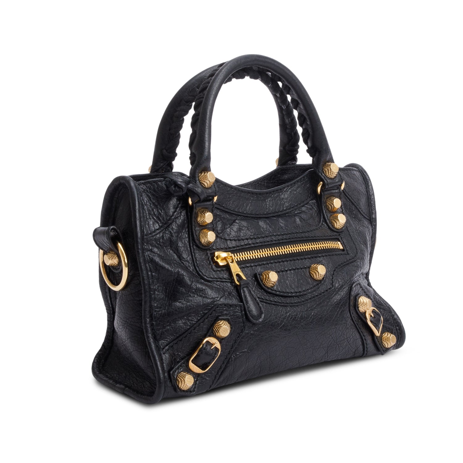 Balenciaga Black Agneau Leather Classic Mini City Bag w/ Strap