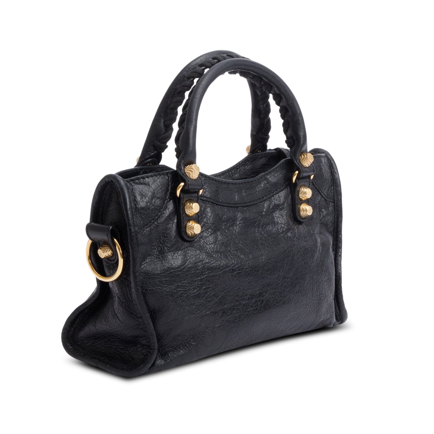 Balenciaga Black Agneau Leather Classic Mini City Bag w/ Strap