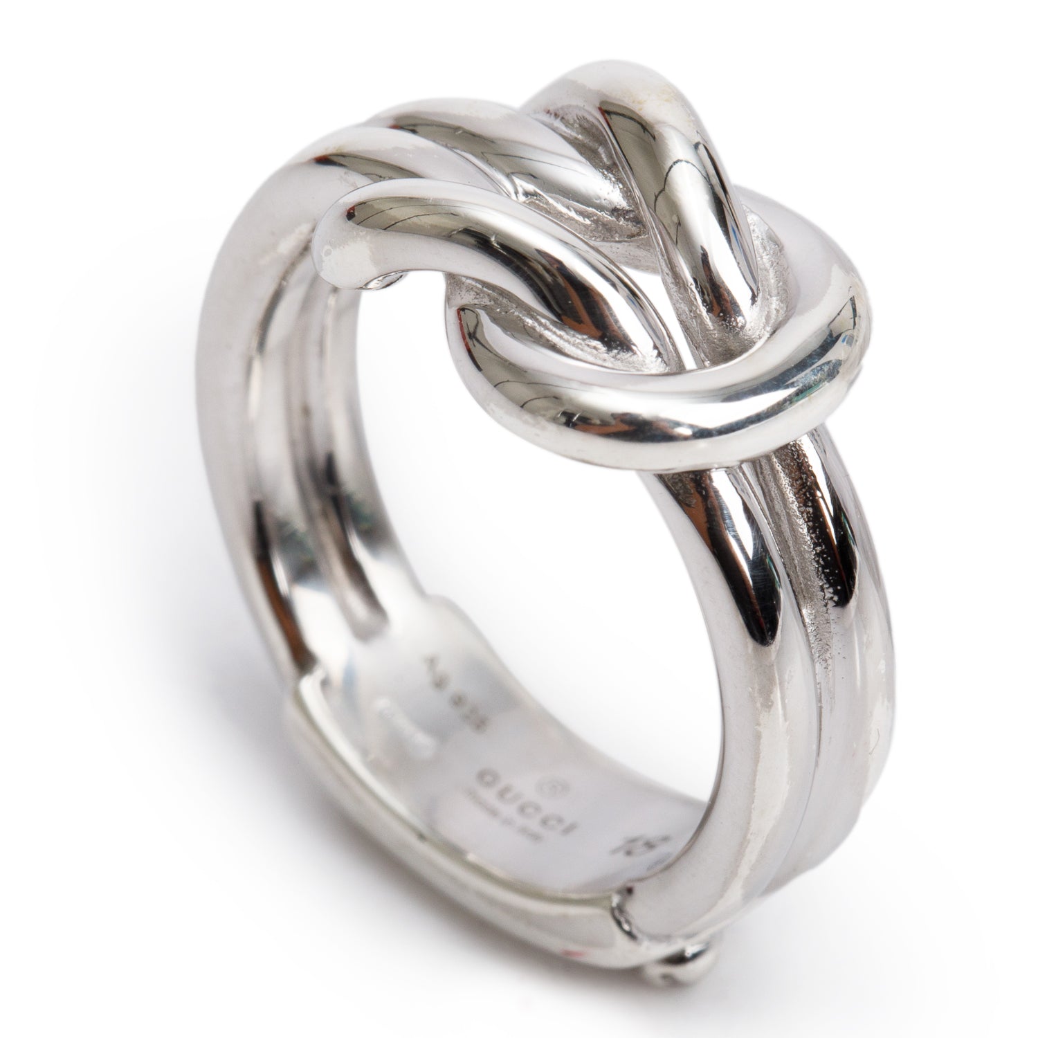 Gucci Sterling Silver Knot Band Ring, Size 18 8.5 w/ Box