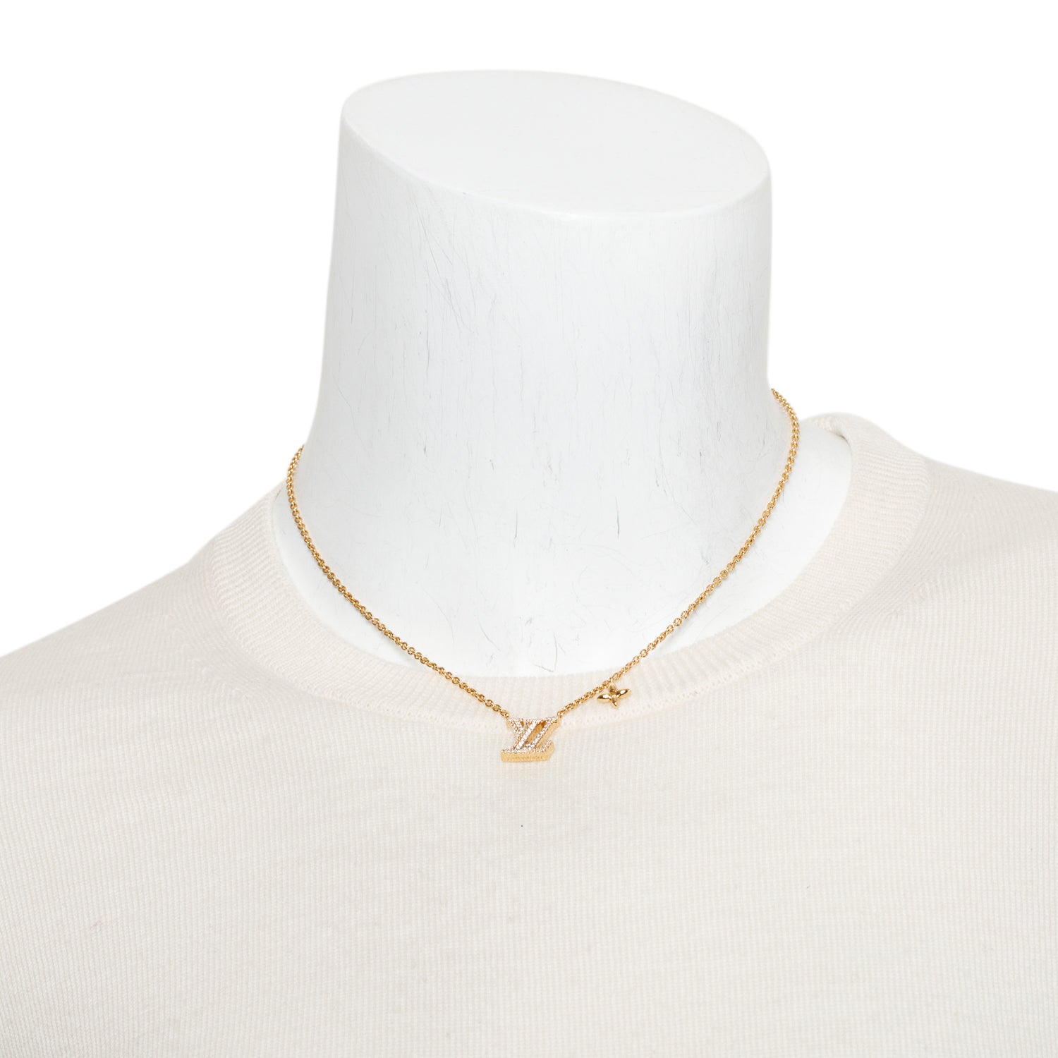 Louis Vuitton Gold-Plated Crystal LV Iconic Necklace w/ Receipt