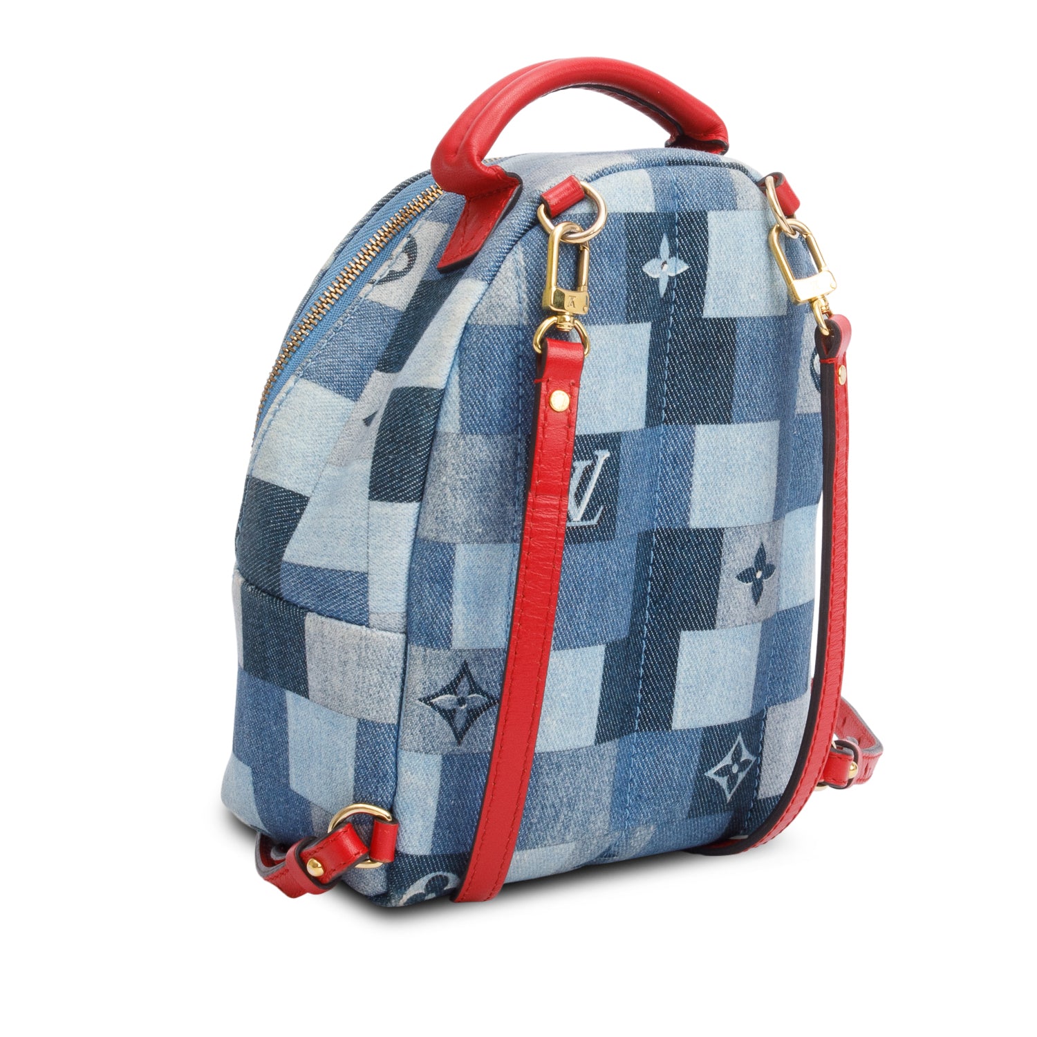 louis vuitton blue checkered backpack Louis Vuitton Blue Damier Denim Palm Springs Mini Backpack – OLIVER'S