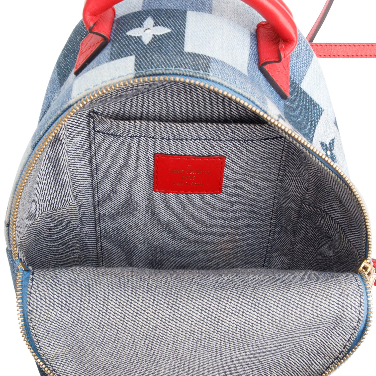 Louis Vuitton Blue Damier Denim Palm Springs Mini Backpack