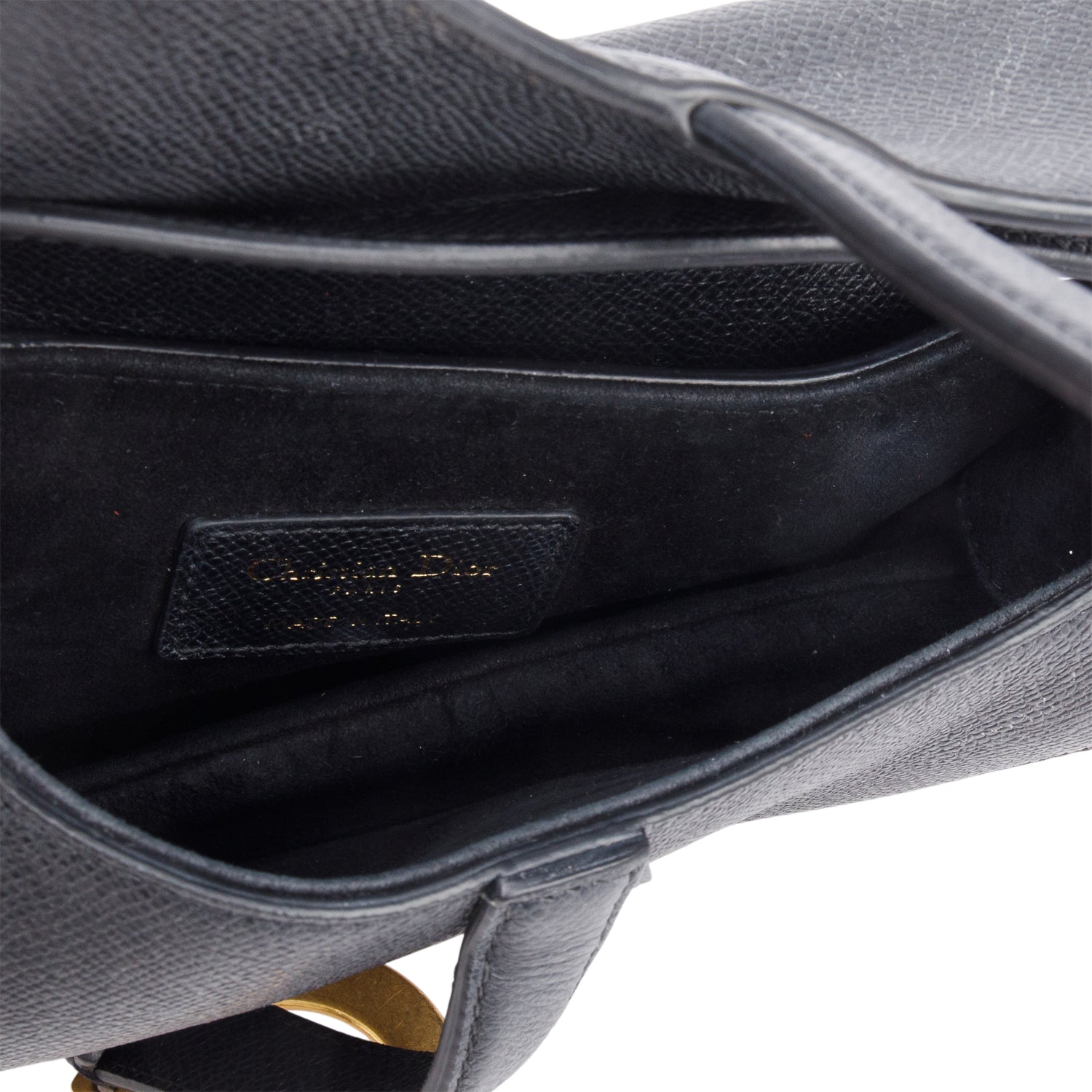 Christian Dior Black Grained Calfskin Leather Mini Saddle Bag