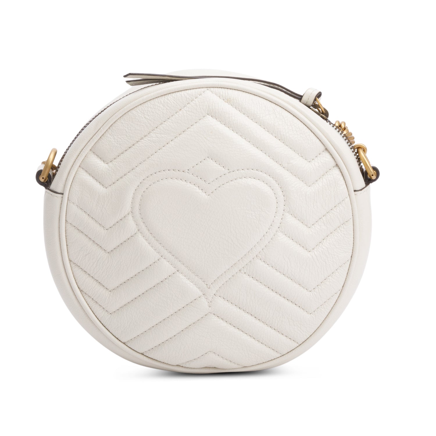 Gucci White GG Marmont Matelasse Leather Mini Round Shoulder Bag