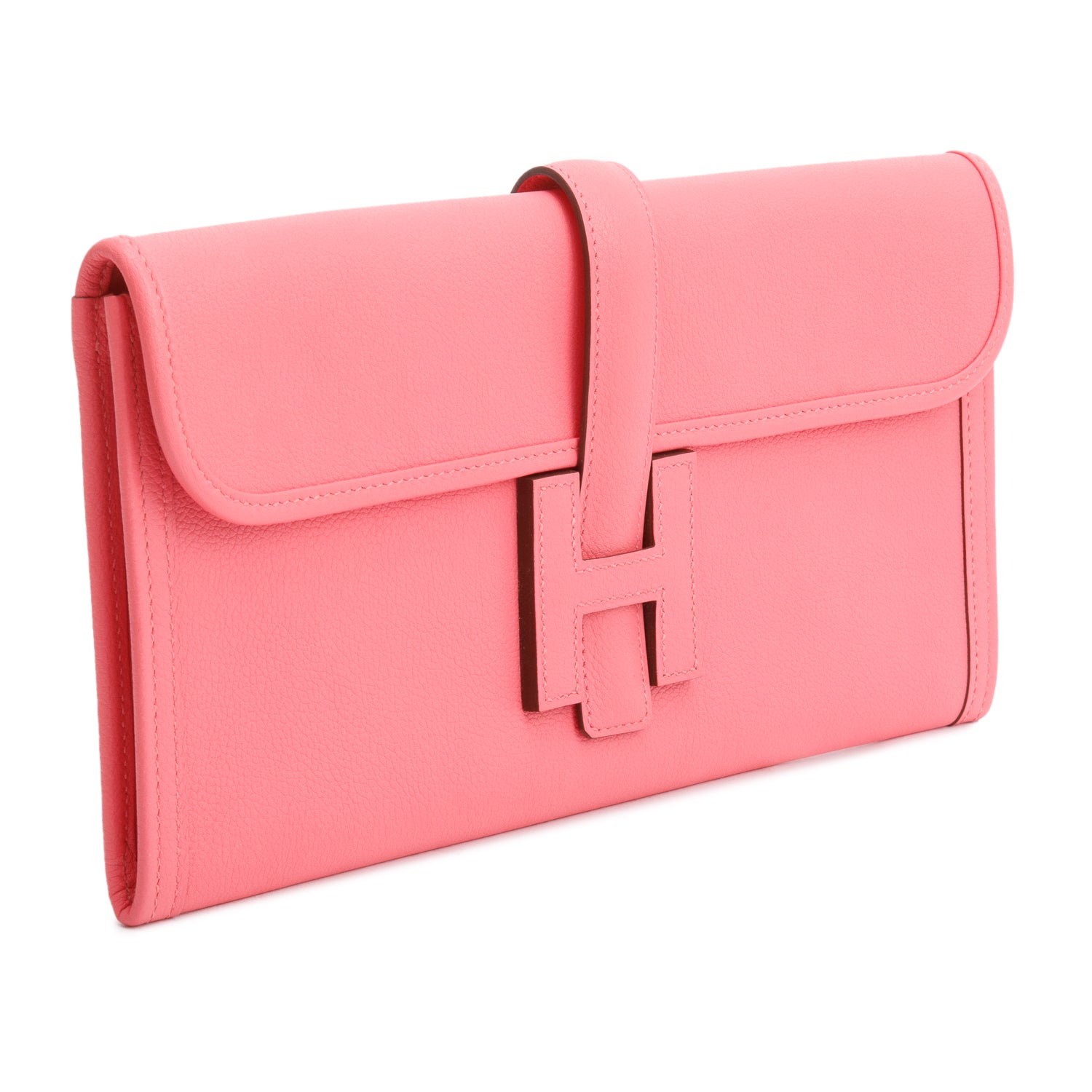 Hermes Rose Azalee Evercolor Leather Jige Elan 29 Clutch w/ Box & Receipt