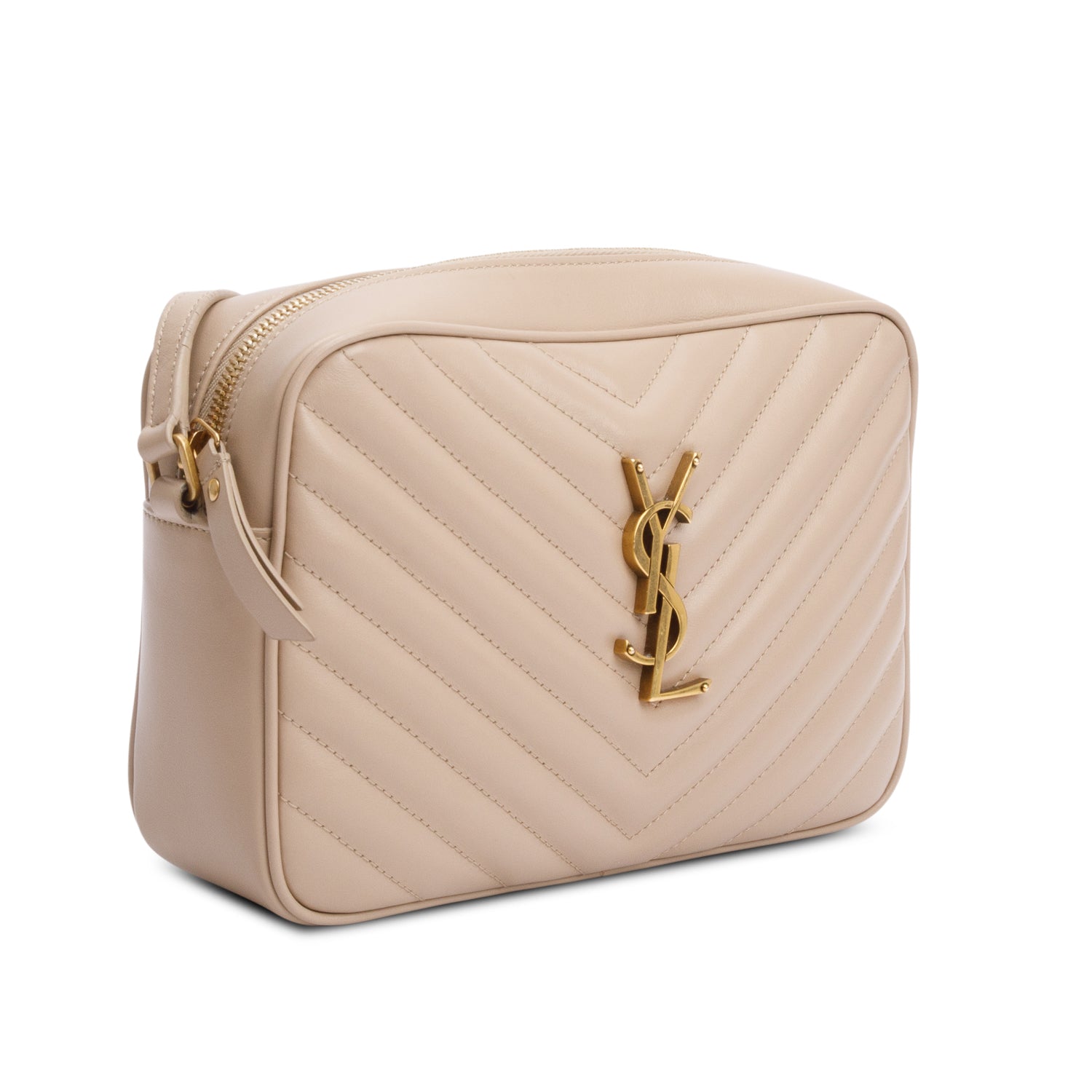 Saint Laurent Beige Quilted Leather Lou Camera Bag w/ Box