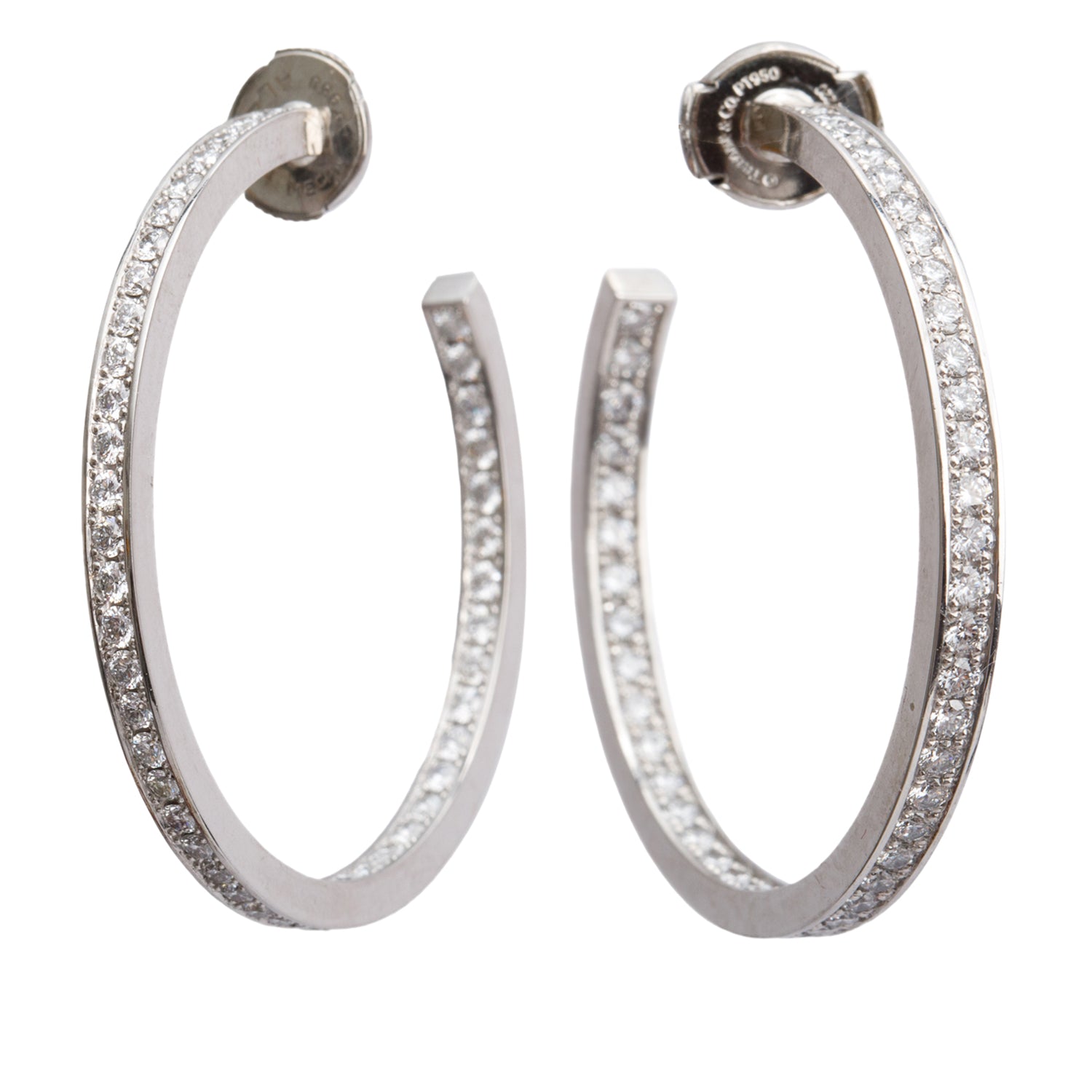 Cartier 18k White Gold Diamond Inside-Out Hoop Earrings w/ Box & Certificate