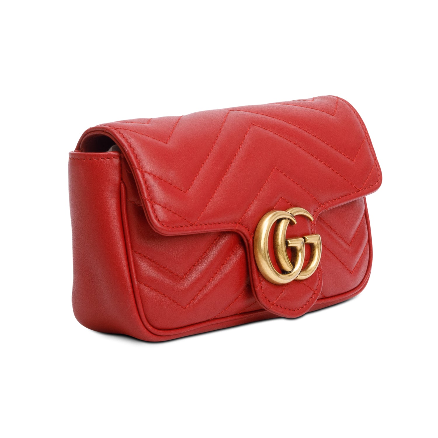 Gucci Red GG Marmont Matelasse Leather Super Mini Bag