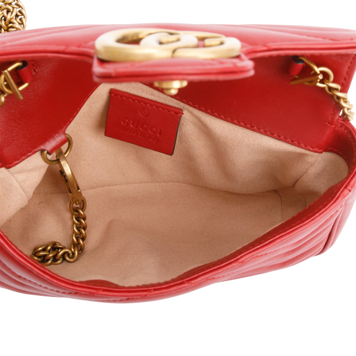 Gucci Red GG Marmont Matelasse Leather Super Mini Bag