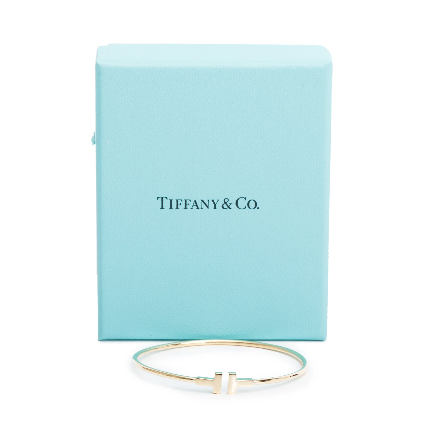 Tiffany & Co. 18k Yellow Gold T Narrow Wire Bracelet w/ Box