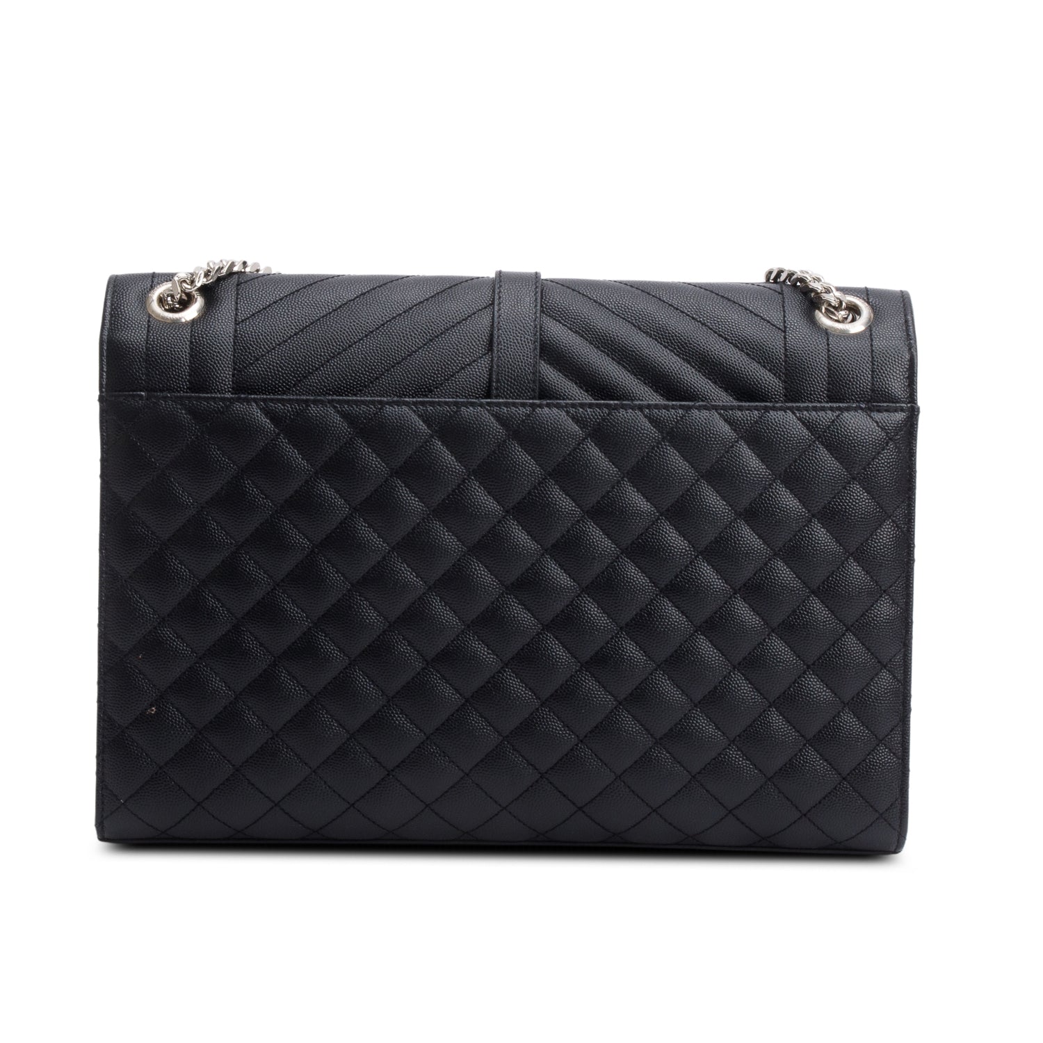 Saint Black Quilted Grain De Poudre Leather Large Envelope Chain Bag