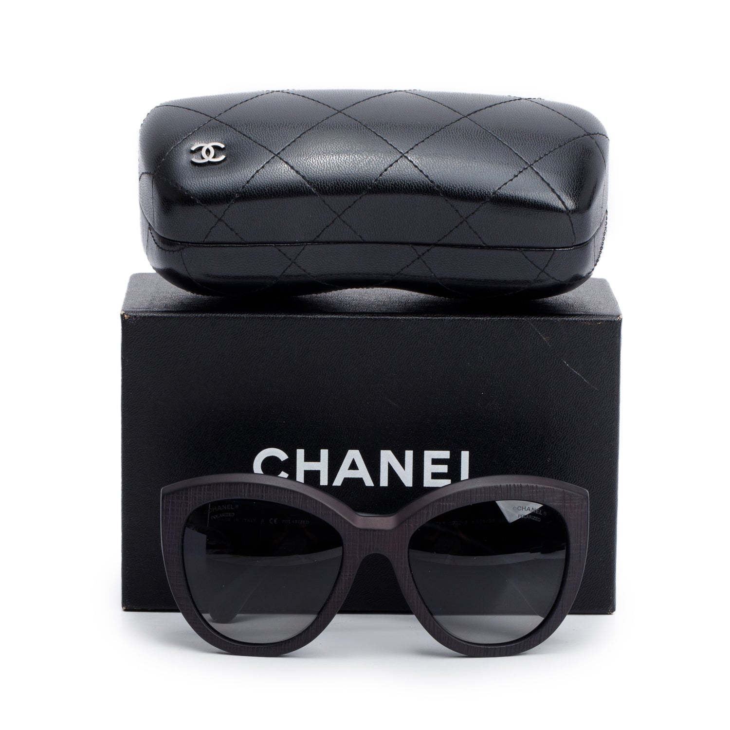 Chanel 5332-A Black Acetate Butterfly Sunglasses w/ Box & Case