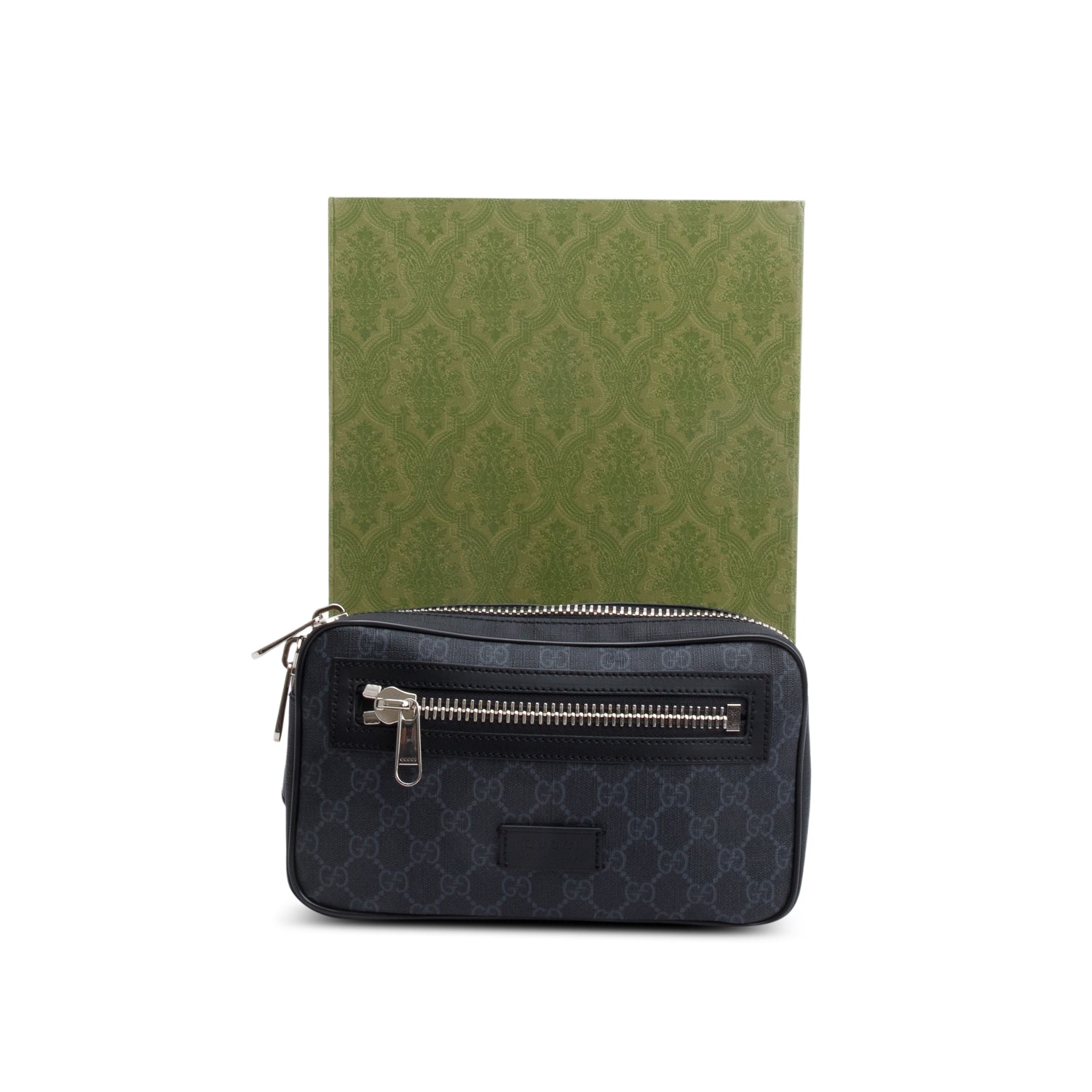 Gucci Black GG Supreme Belt Bag with Zip Pocket w/ Box