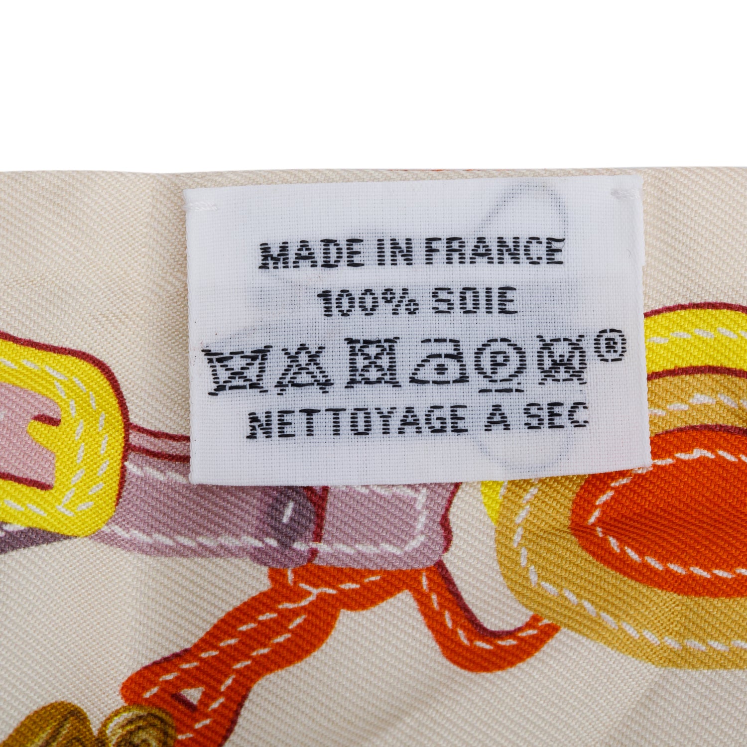 Hermes Creme/Orange 'Brides de Gala Applique Pique' Silk Twilly