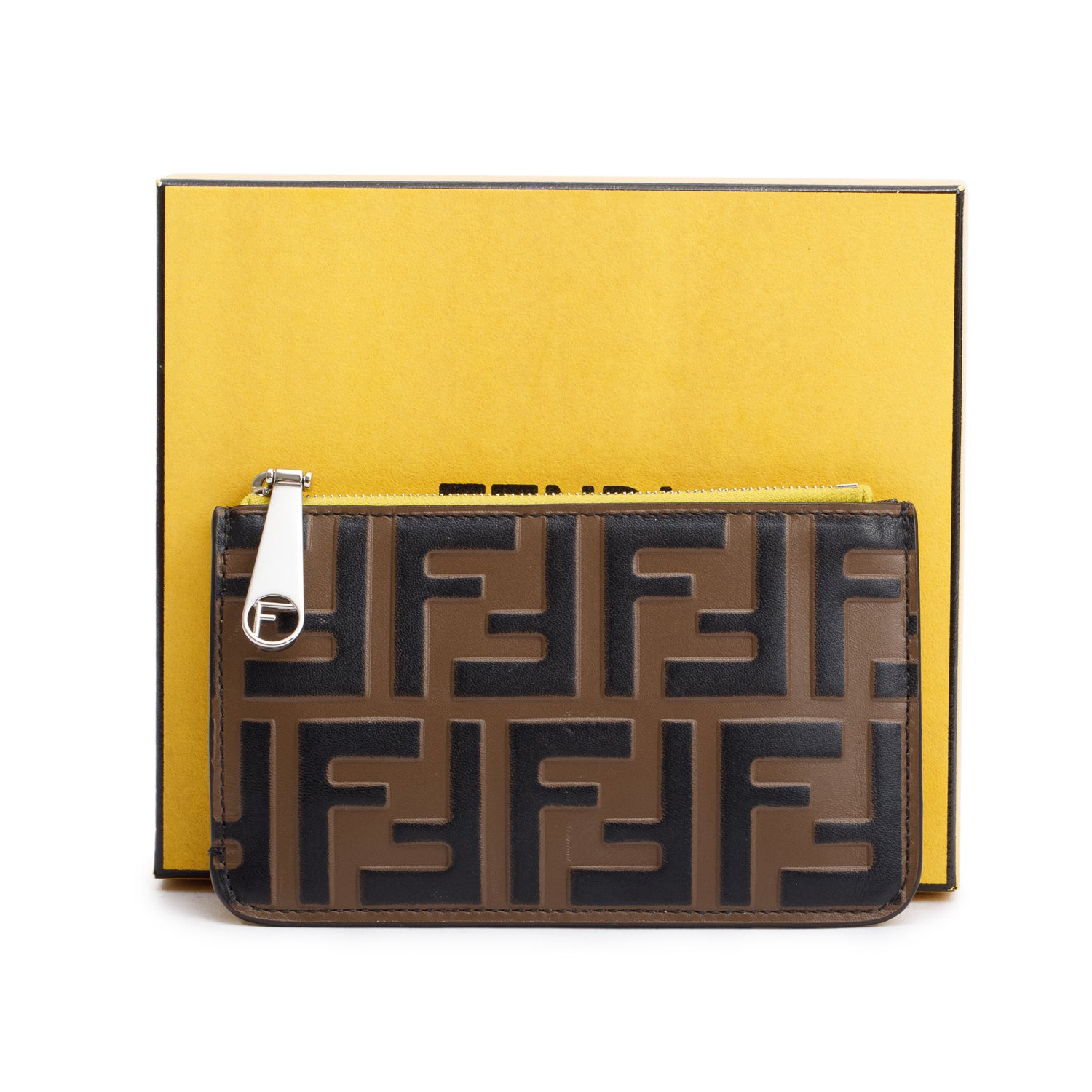 Fendi Yellow Leather Key Case Pouch w/ Box