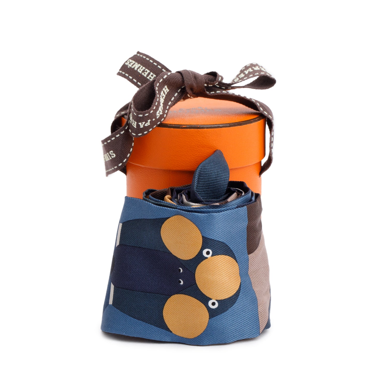 Hermes Blue Multicolor 'Parade En Fanfare' Silk Twilly w/ Box