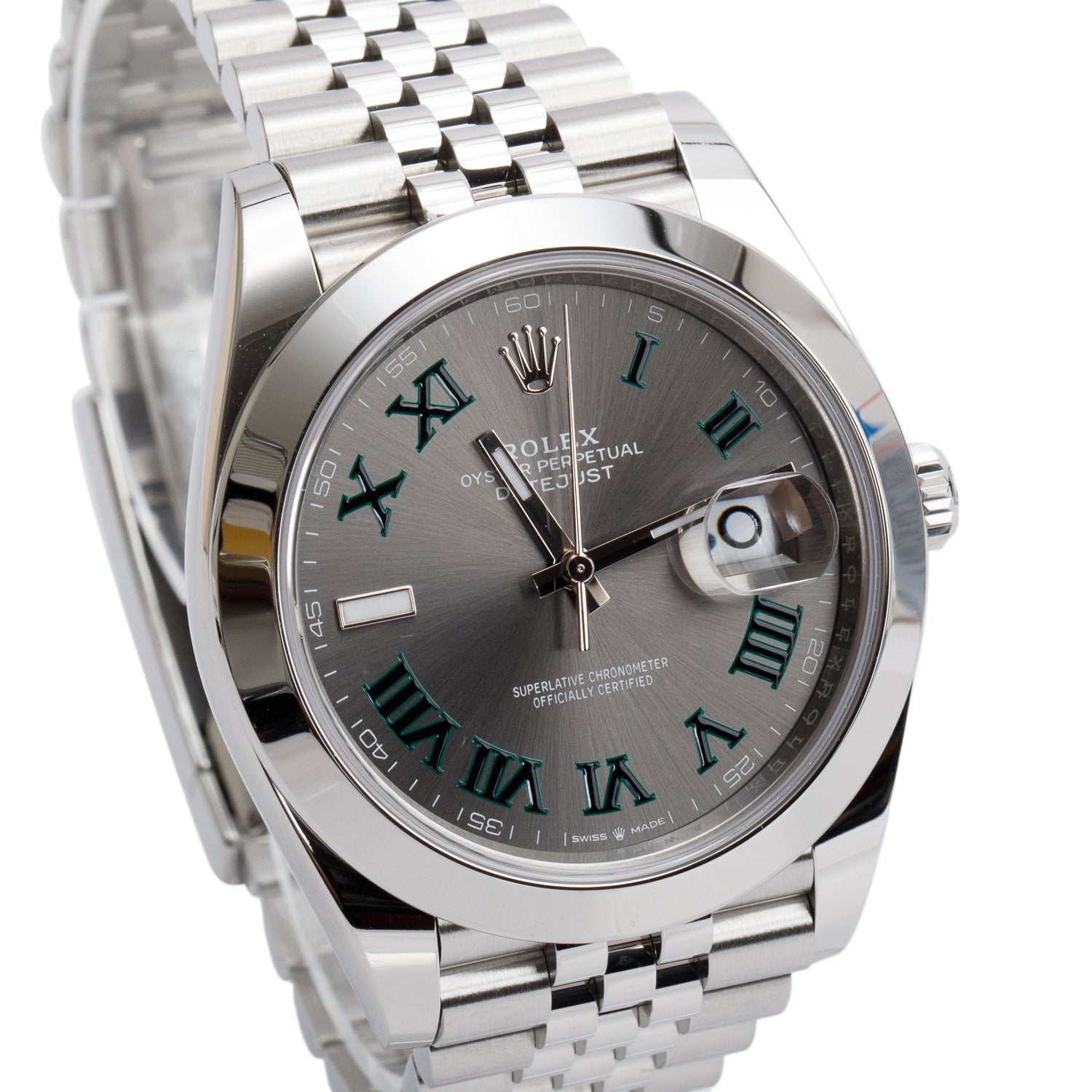 Rolex 2024 Stainless Steel Datejust 41 MM Wimbledon Dial Automatic Watch 126300 w/ Box & Papers