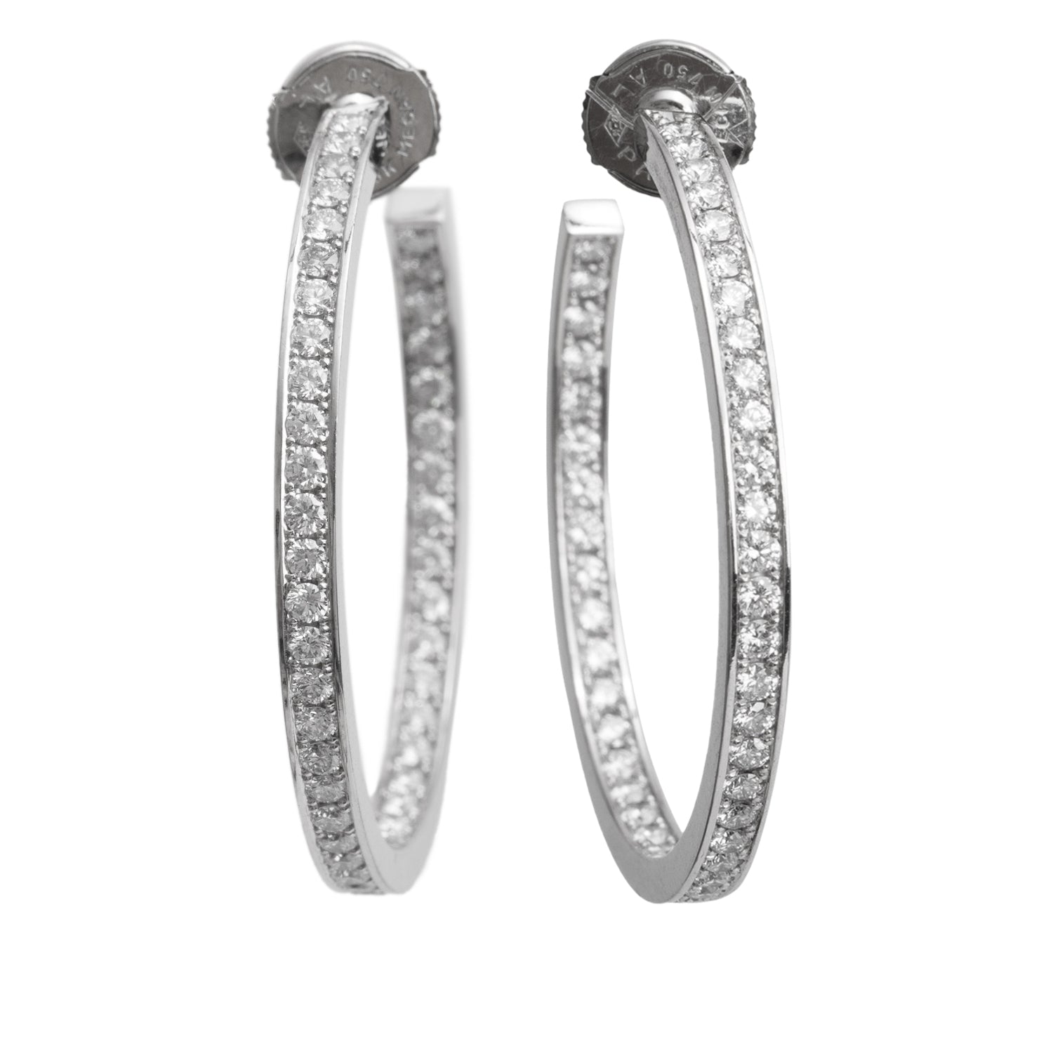 Cartier 18k White Gold Diamond Inside-Out Hoop Earrings w/ Box & Certificate