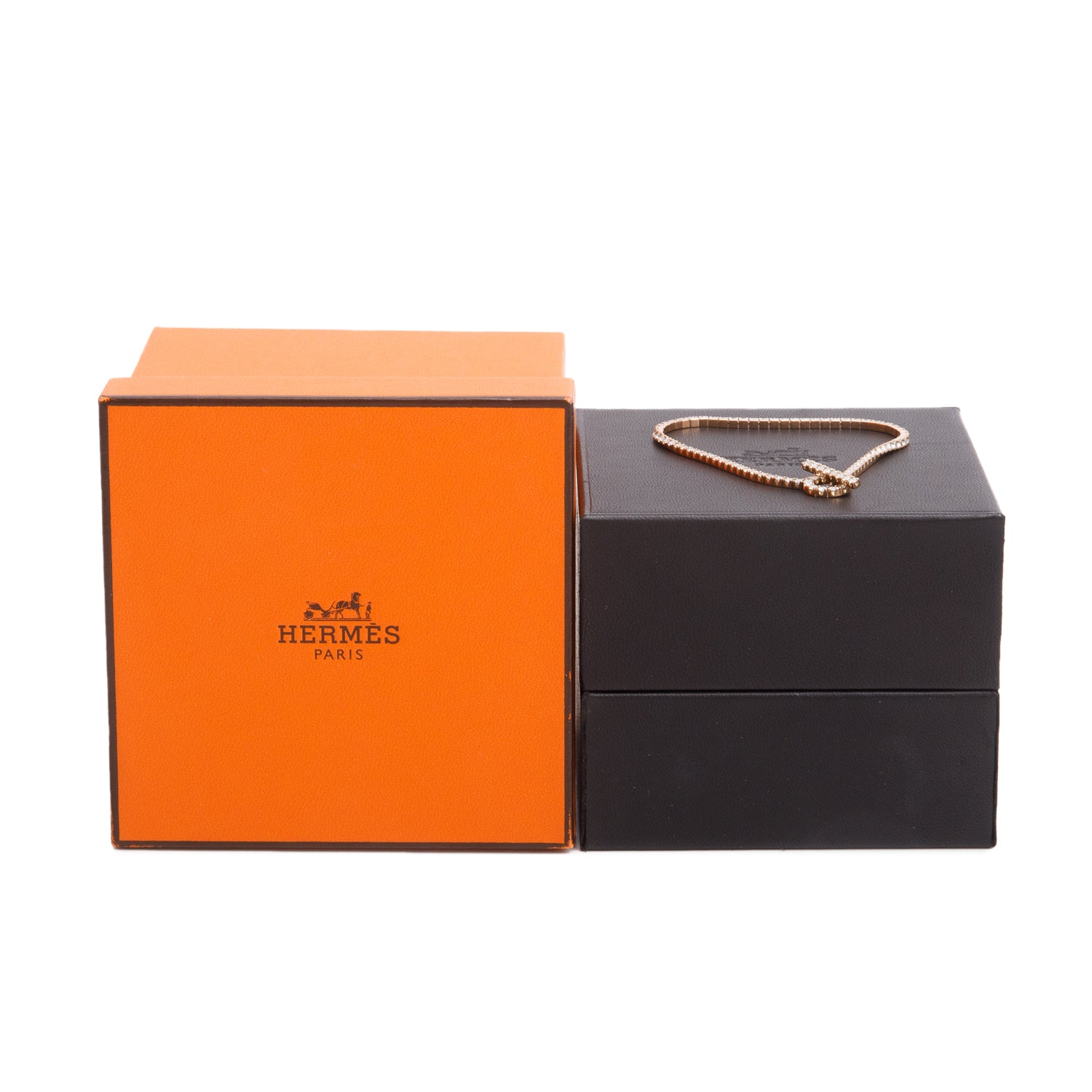 Hermes 2022 18k Rose Gold Diamond Finesse Link Bracelet w/ Box & Receipt