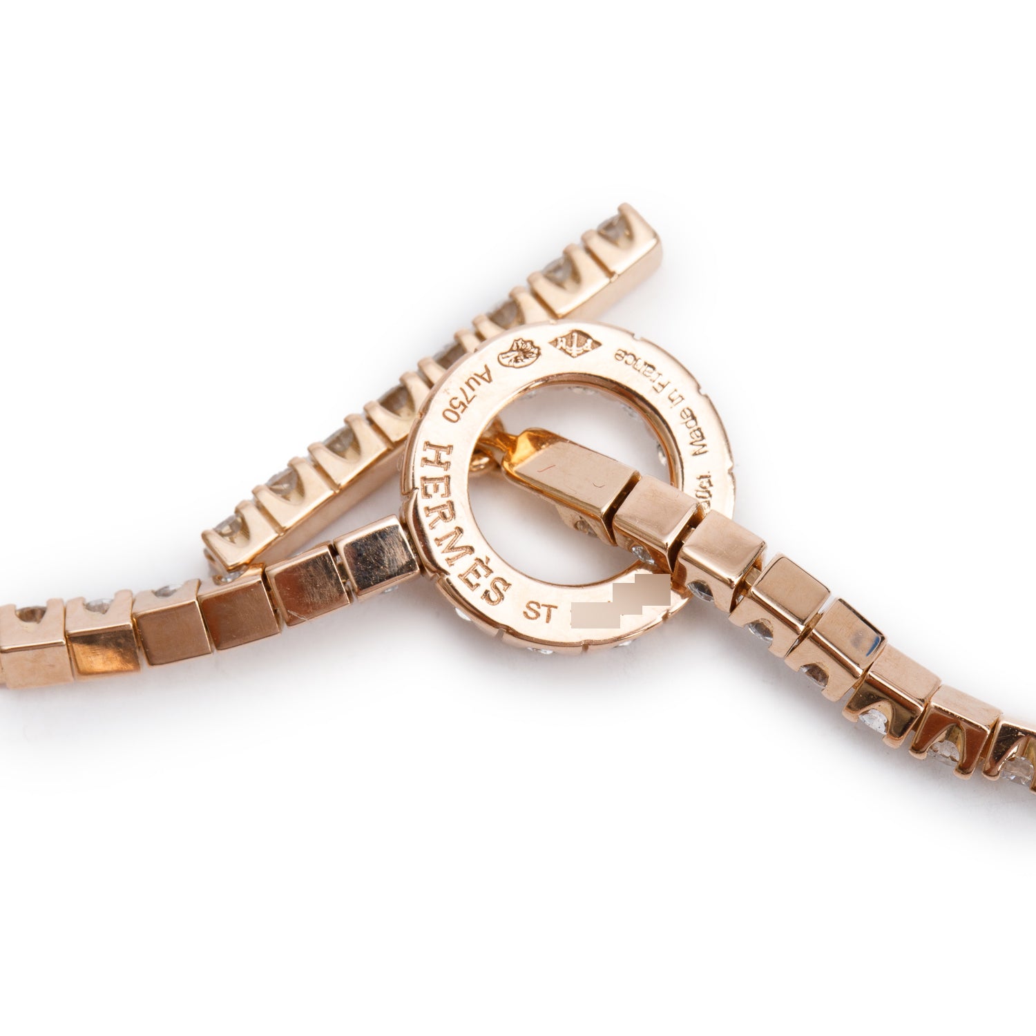 Hermes 2022 18k Rose Gold Diamond Finesse Link Bracelet w/ Box & Receipt