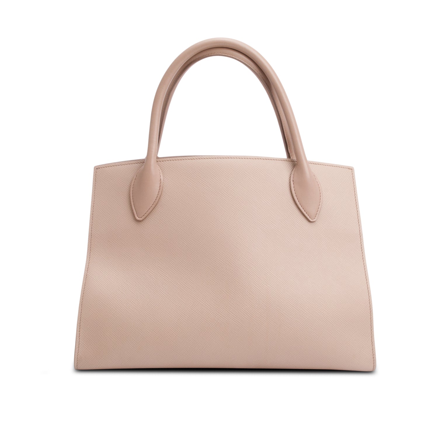 Prada Beige Saffiano Cuir Medium Monochrome Top Handle Tote w/ Strap & Authenticity Card