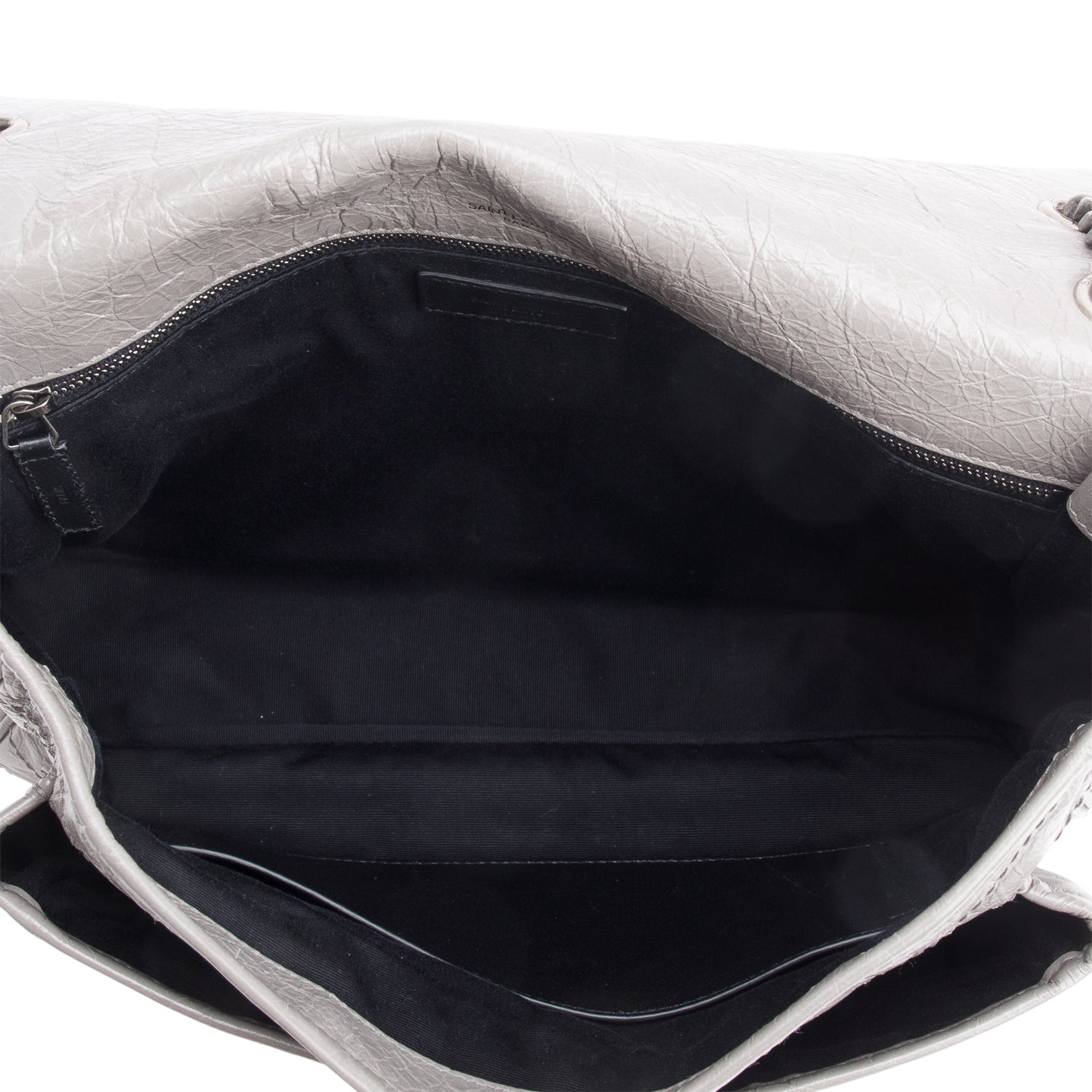 Saint Laurent Grey Crinkled Calfskin Leather Large Niki Shoulder Bag