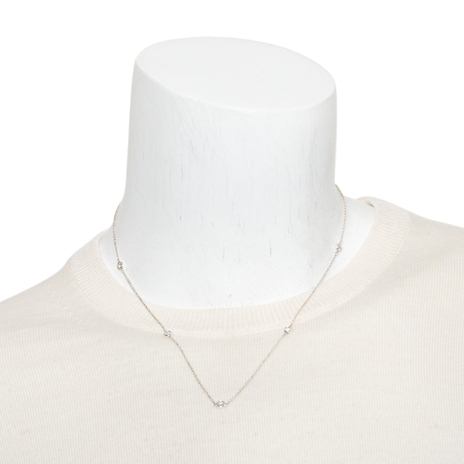 Tiffany & Co. Elsa Peretti Sterling Silver 5 Diamonds by the Yard Necklace
