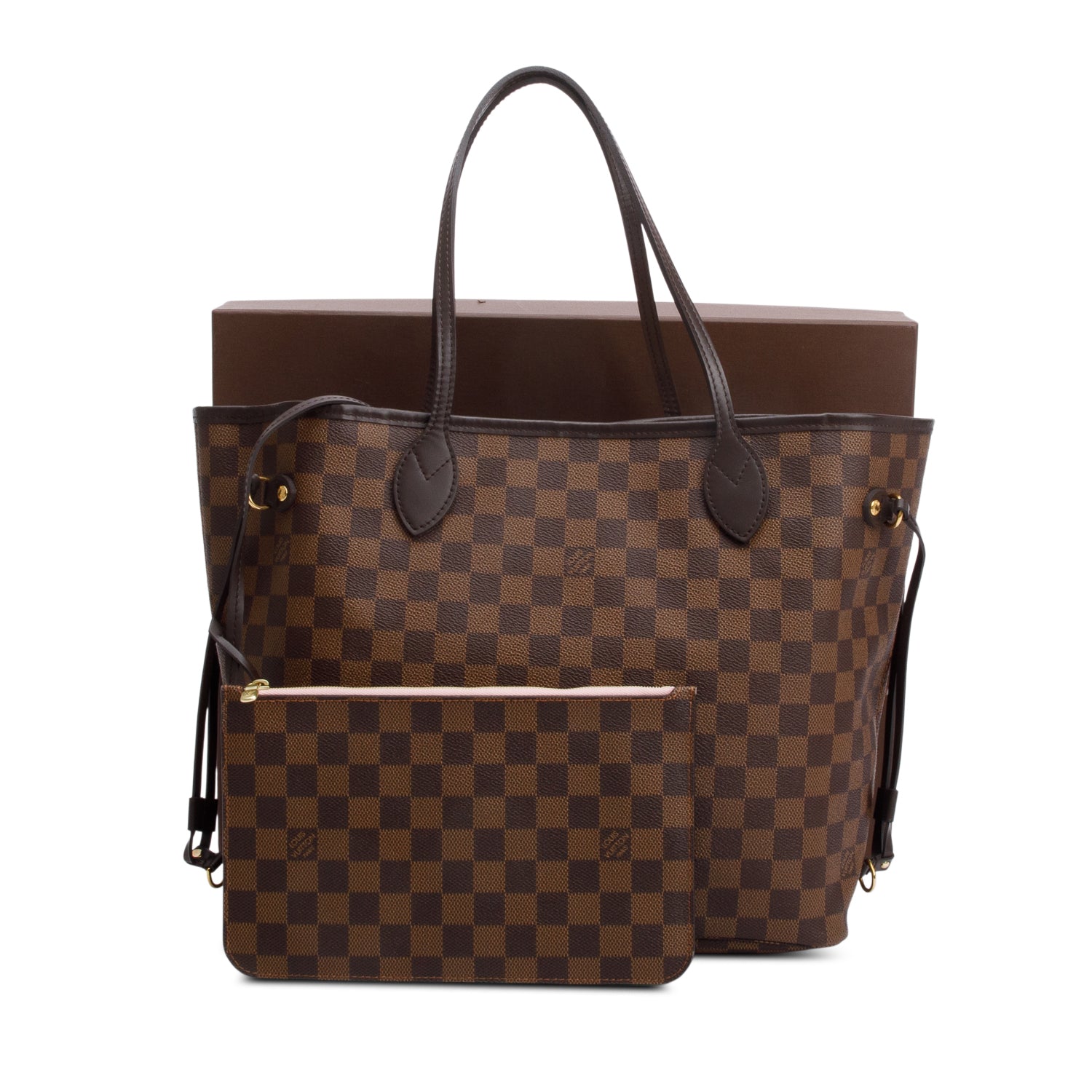 Louis Vuitton Damier Ebene Neverfull MM w/ Pouch & Box