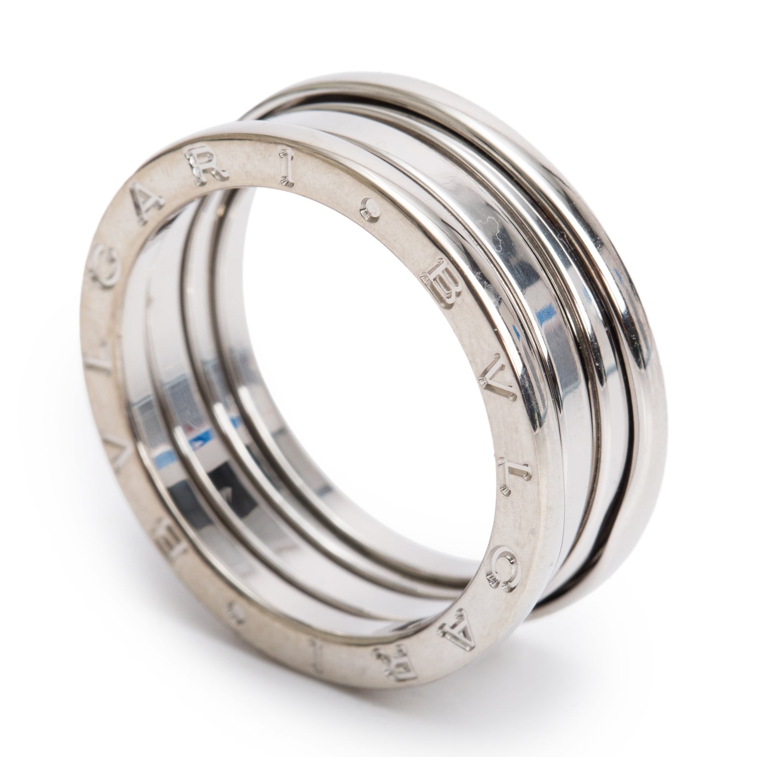 BVLGARI 18k White Gold B.Zero1 Three-Band Ring, Size 61 9.5 w/ Box