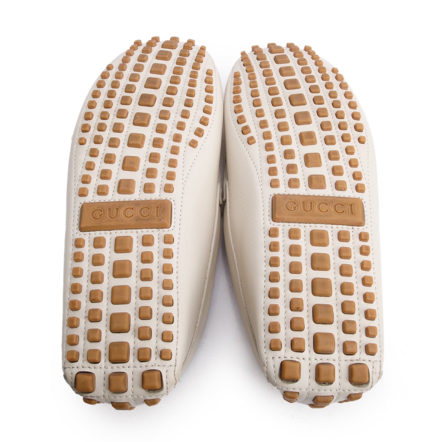 Gucci White Ayrton Horsebit Web Driving Loafers, Size 9 w/ Box