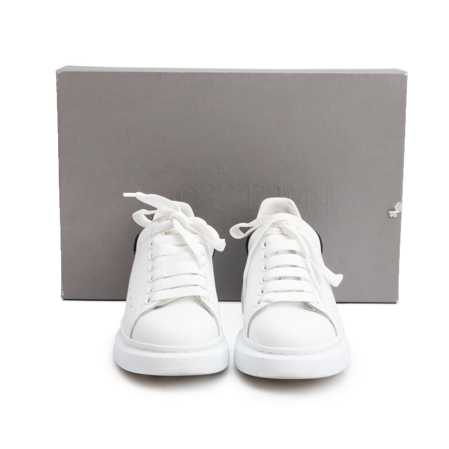 Alexander McQueen White Oversized Lace Sneakers, Size 37.5 w/ Box