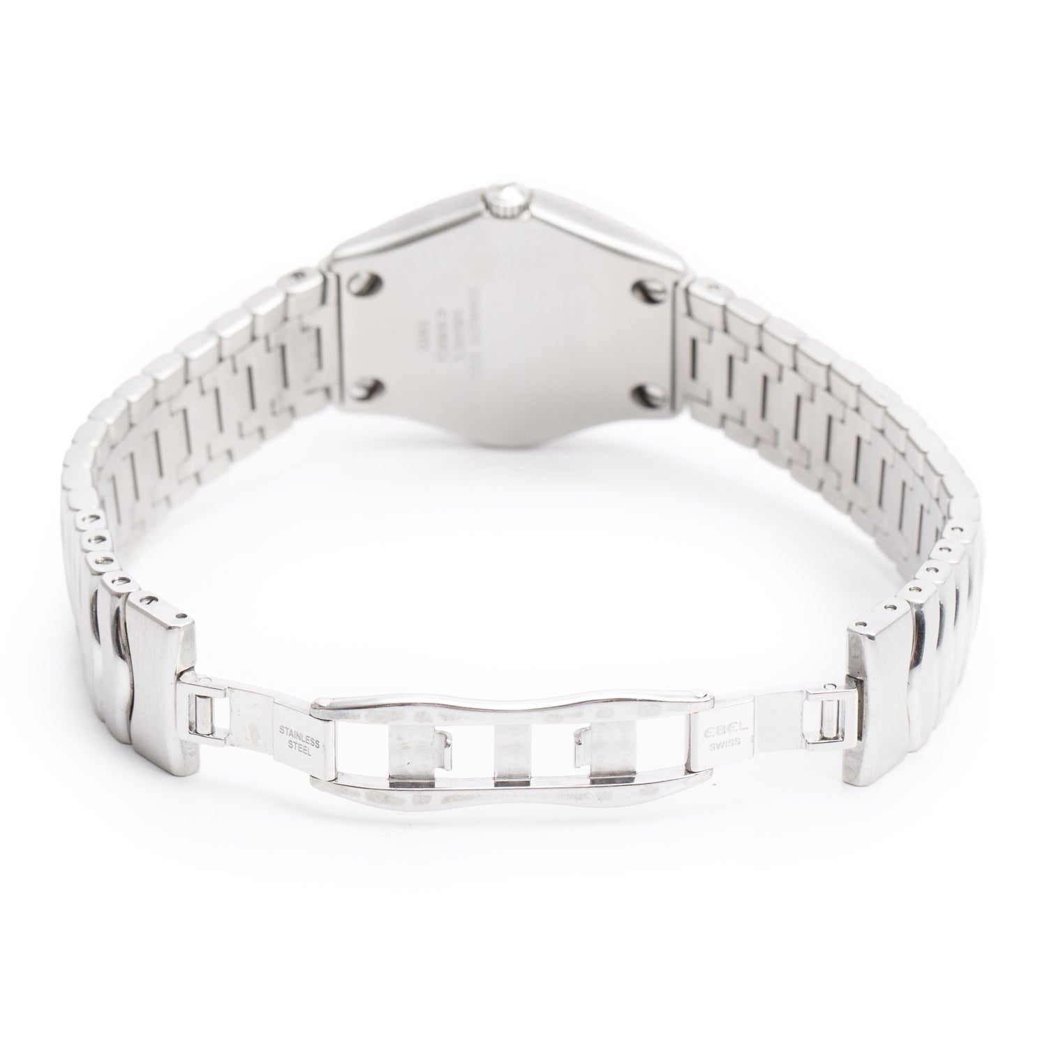 Ebel Stainless Steel Diamond Bezel Classic Wave 27 MM Quartz Watch Mother of Pearl Diamond Dial
