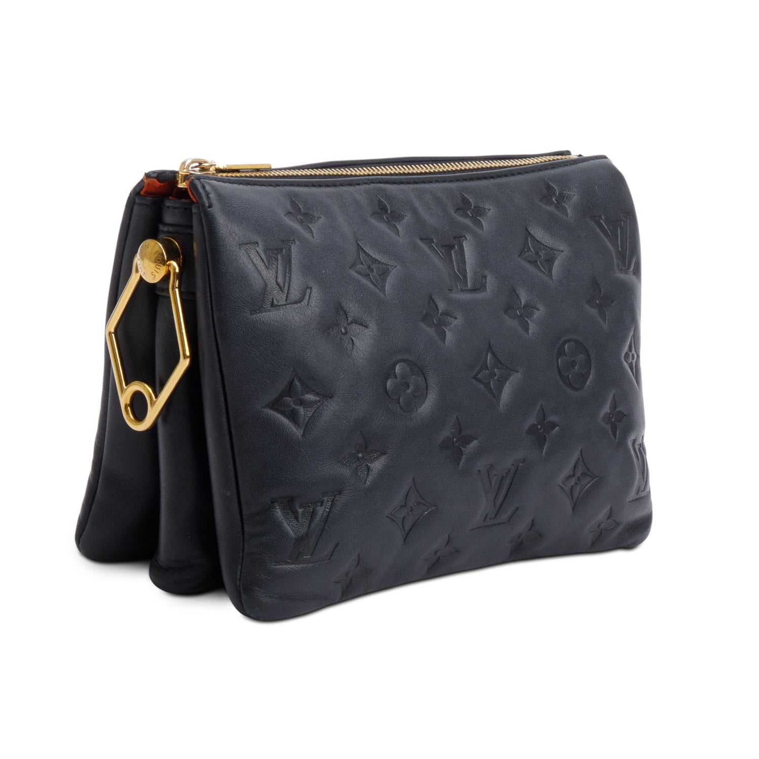 Louis Vuitton 2022 Black Monogram Embossed Lambskin Leather Coussin BB w/ Receipt