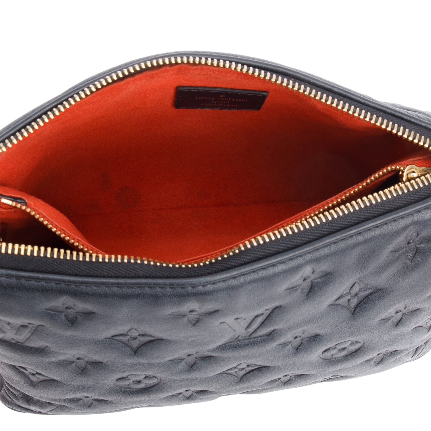 Louis Vuitton 2022 Black Monogram Embossed Lambskin Leather Coussin BB w/ Receipt