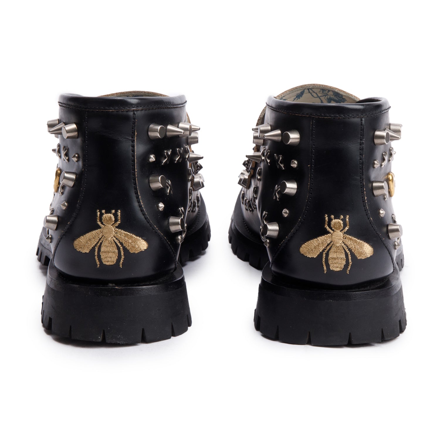 Gucci Black Horsebit Studded Leather Ankle Boots, Size 12 w/ Box