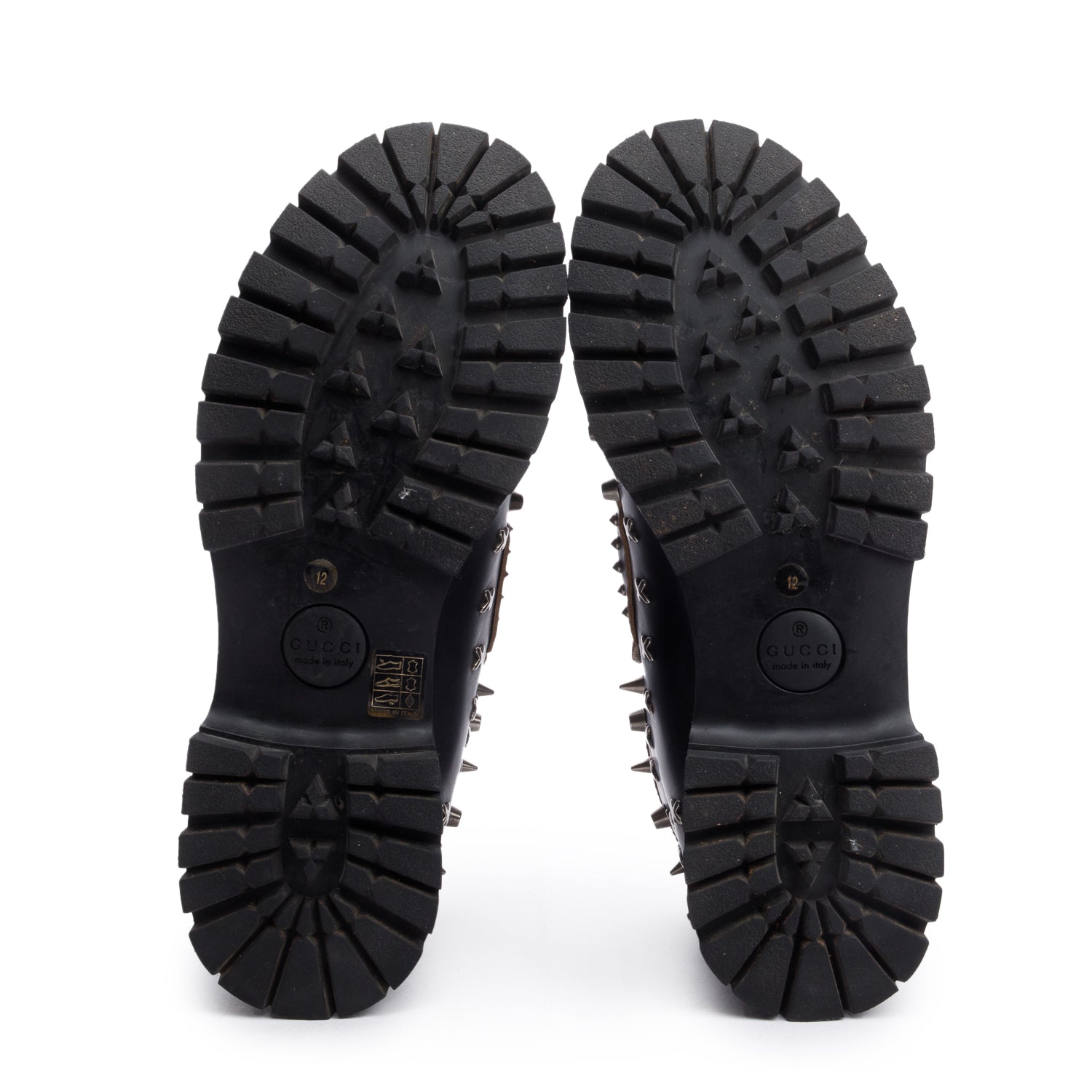 Gucci Black Horsebit Studded Leather Ankle Boots, Size 12 w/ Box